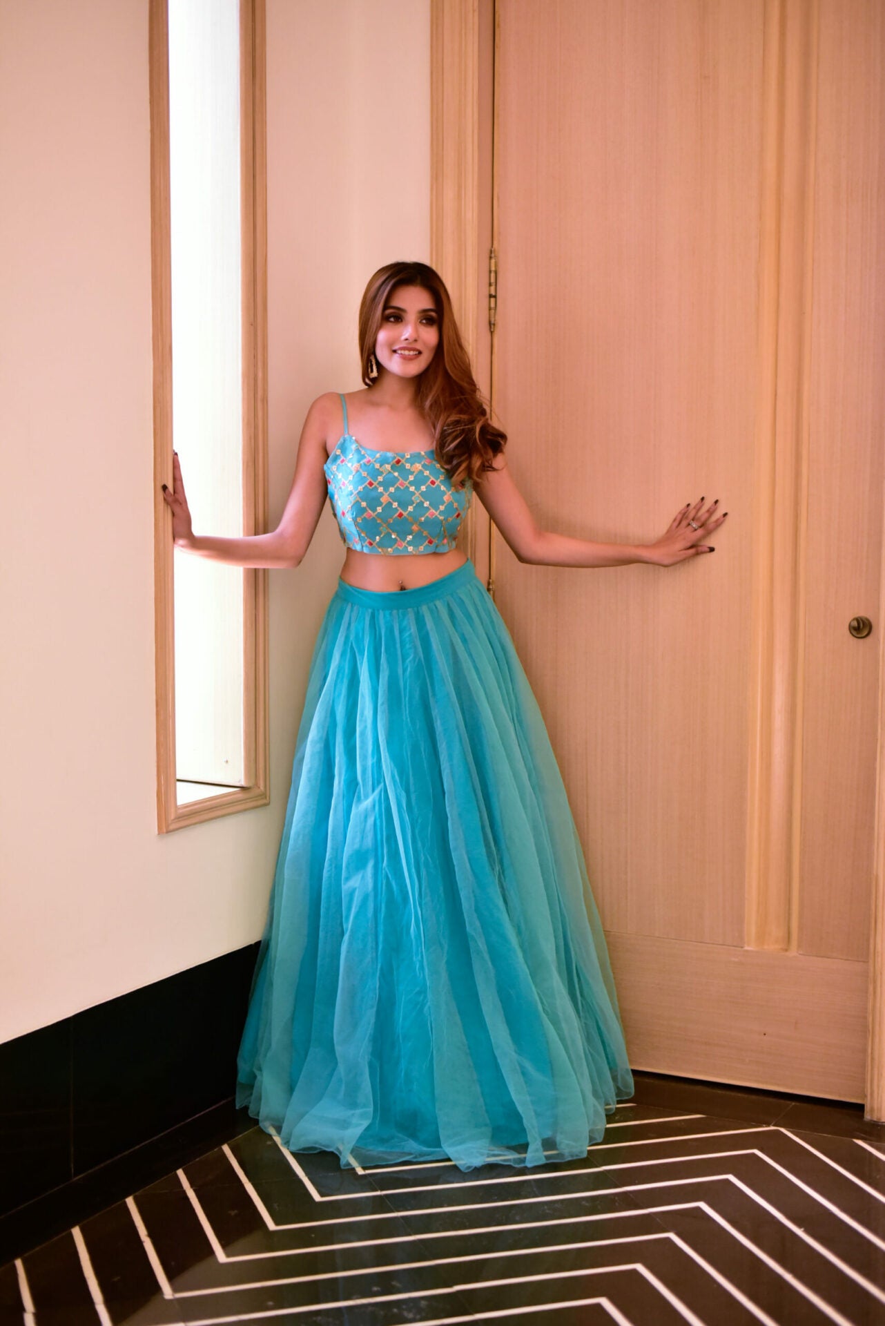 Buy Lilly blue croptop skirt set Online in India Idaho Clothing