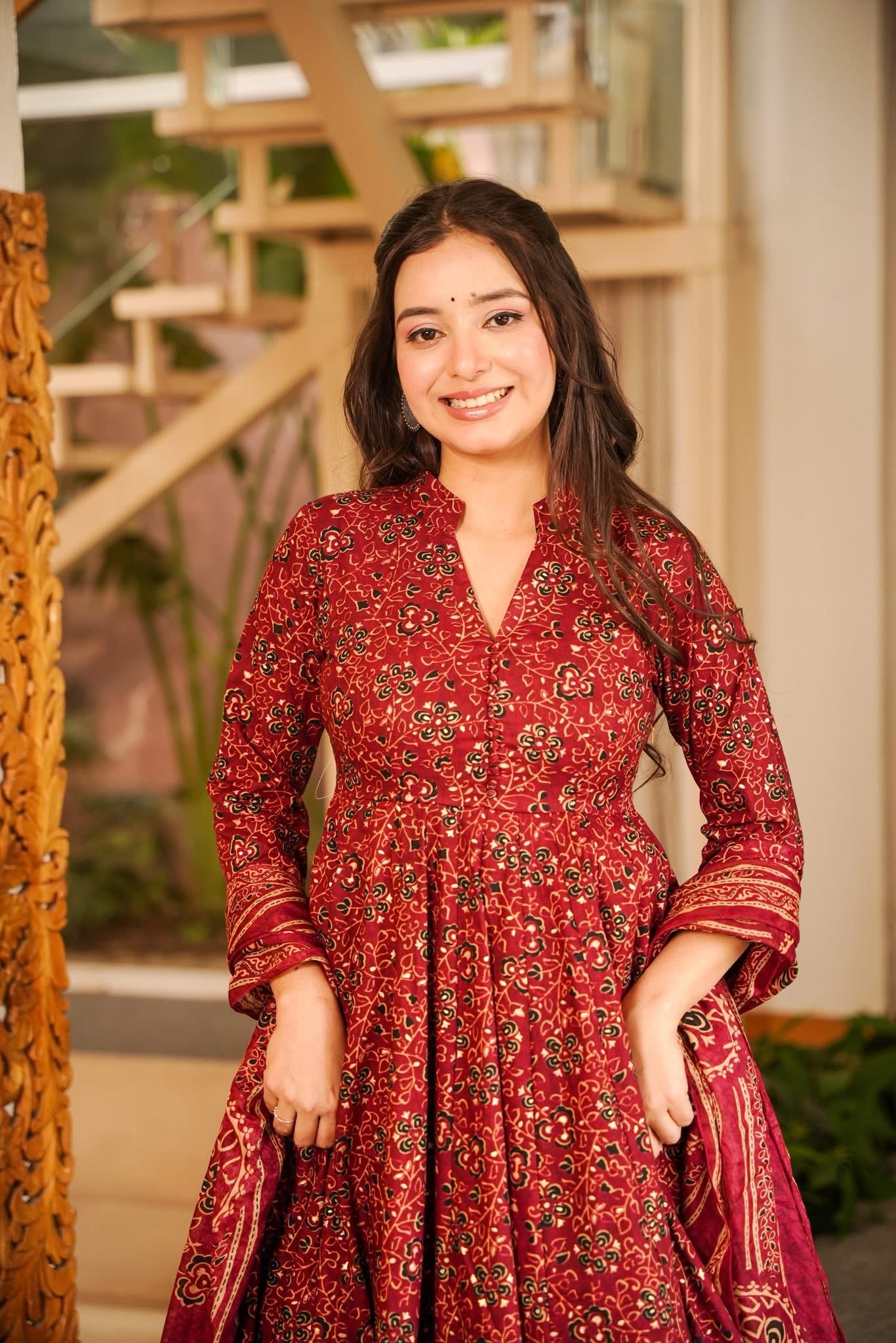 Ekantika Printed Cotton Anarkali Suit Set
