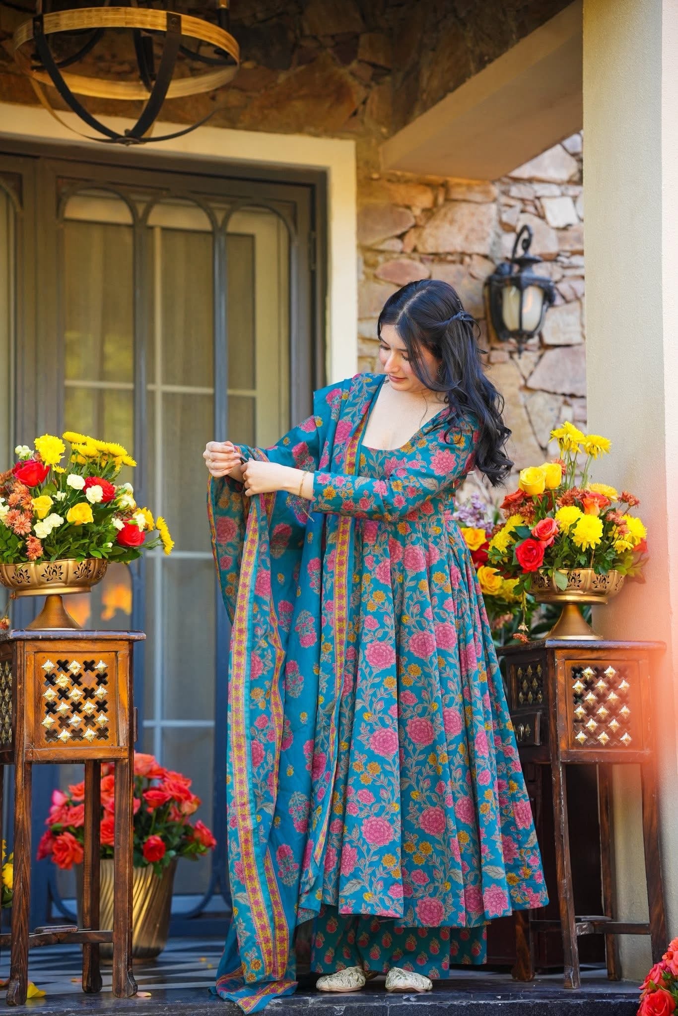 Buy Mahveenah Cotton Anarkali Suit Set Online in India