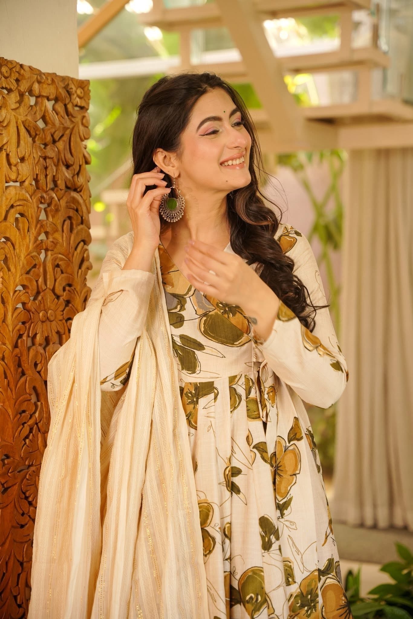 Vanisha Printed Cotton Anarkali Suit Set