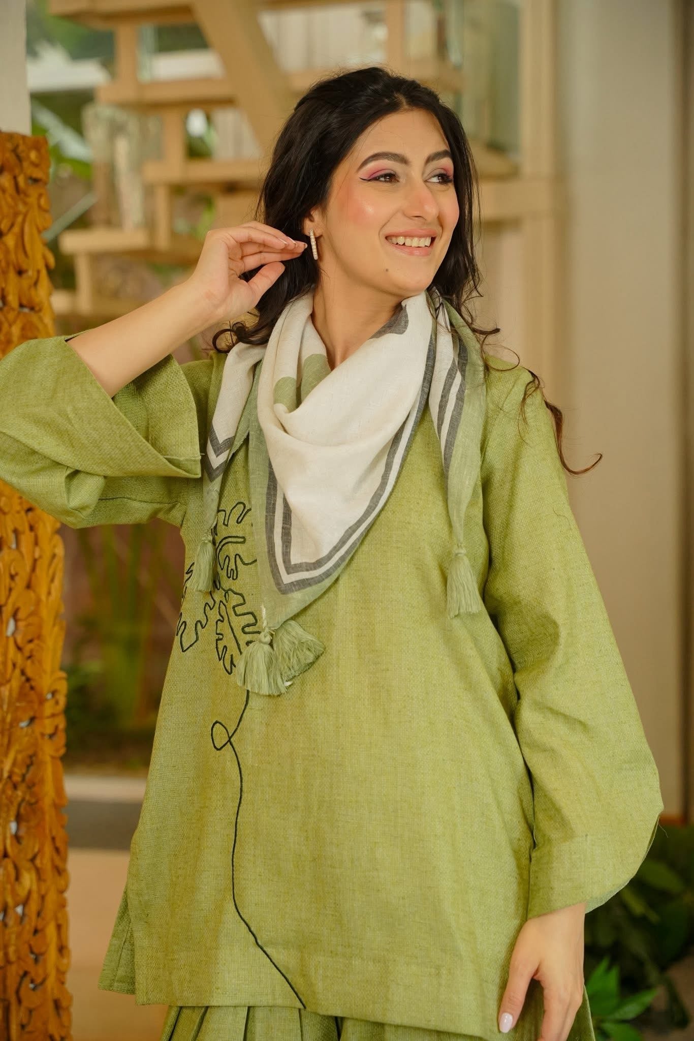 Raivya Green Embroidered Cotton Farshi Salwar Set