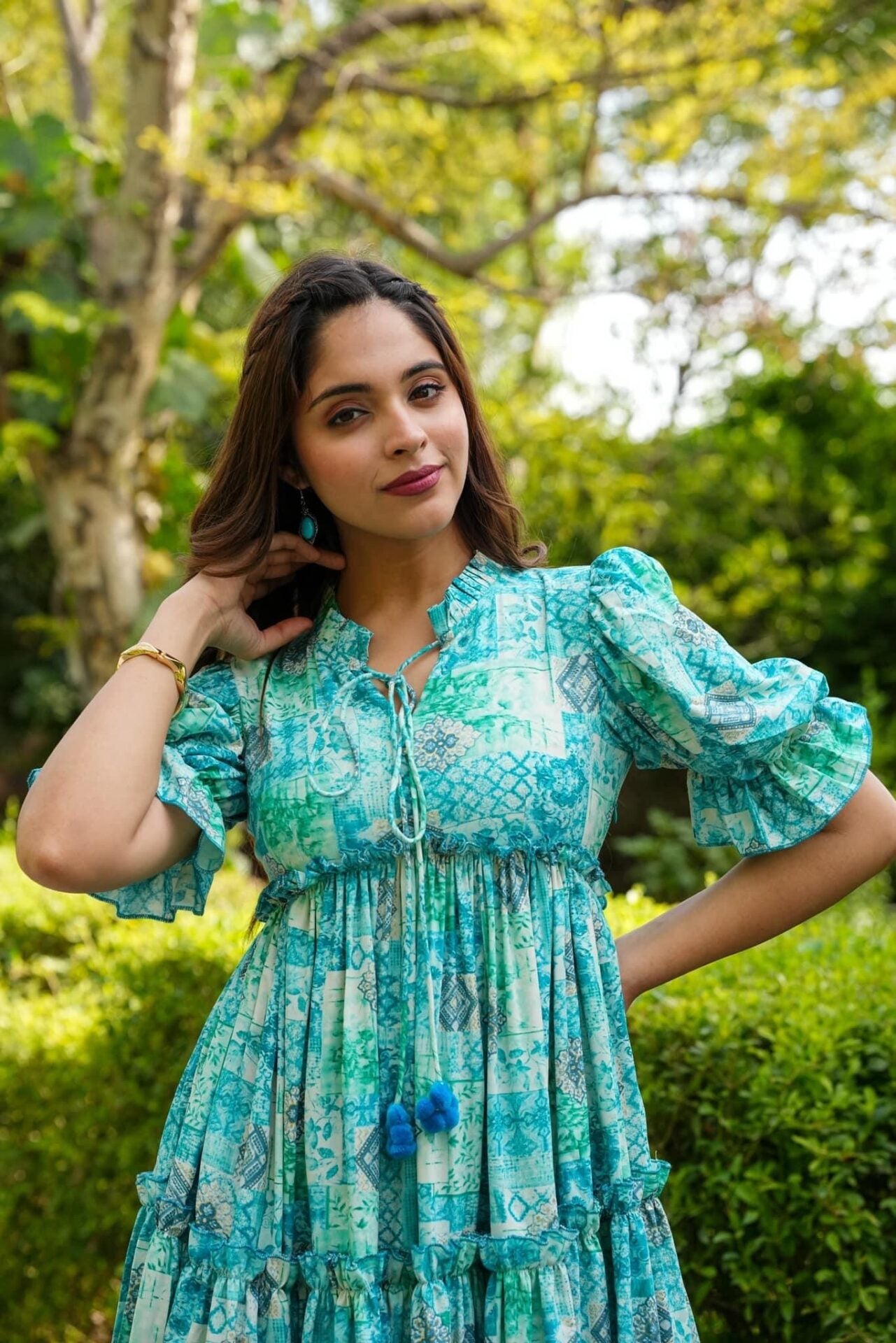 Monet Green Rayon Dress