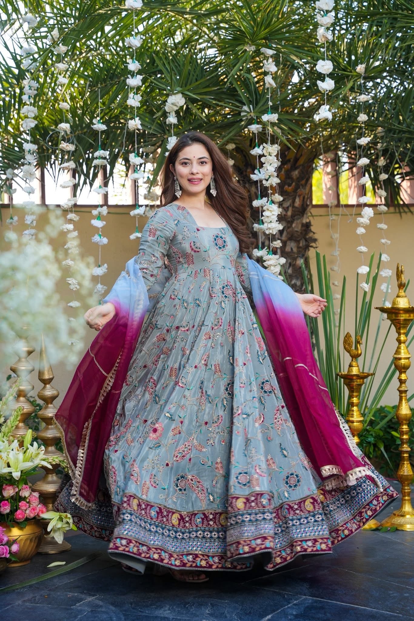 Buy Morbagh Grey Heavy Embroidered Wedding Wear Maxi Set Online in India | Idaho Clothing Buy Morbagh Grey Heavy Embroidered Wedding Wear Maxi Set Online in India | Idaho Clothing