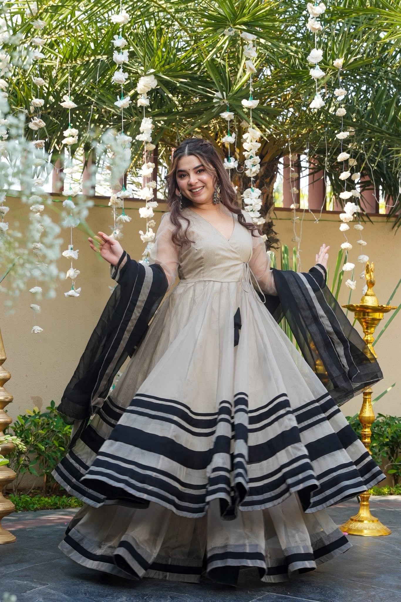 Buy Blackthorn Organza Anarkali Suit Set Online in India | Idaho Clothing