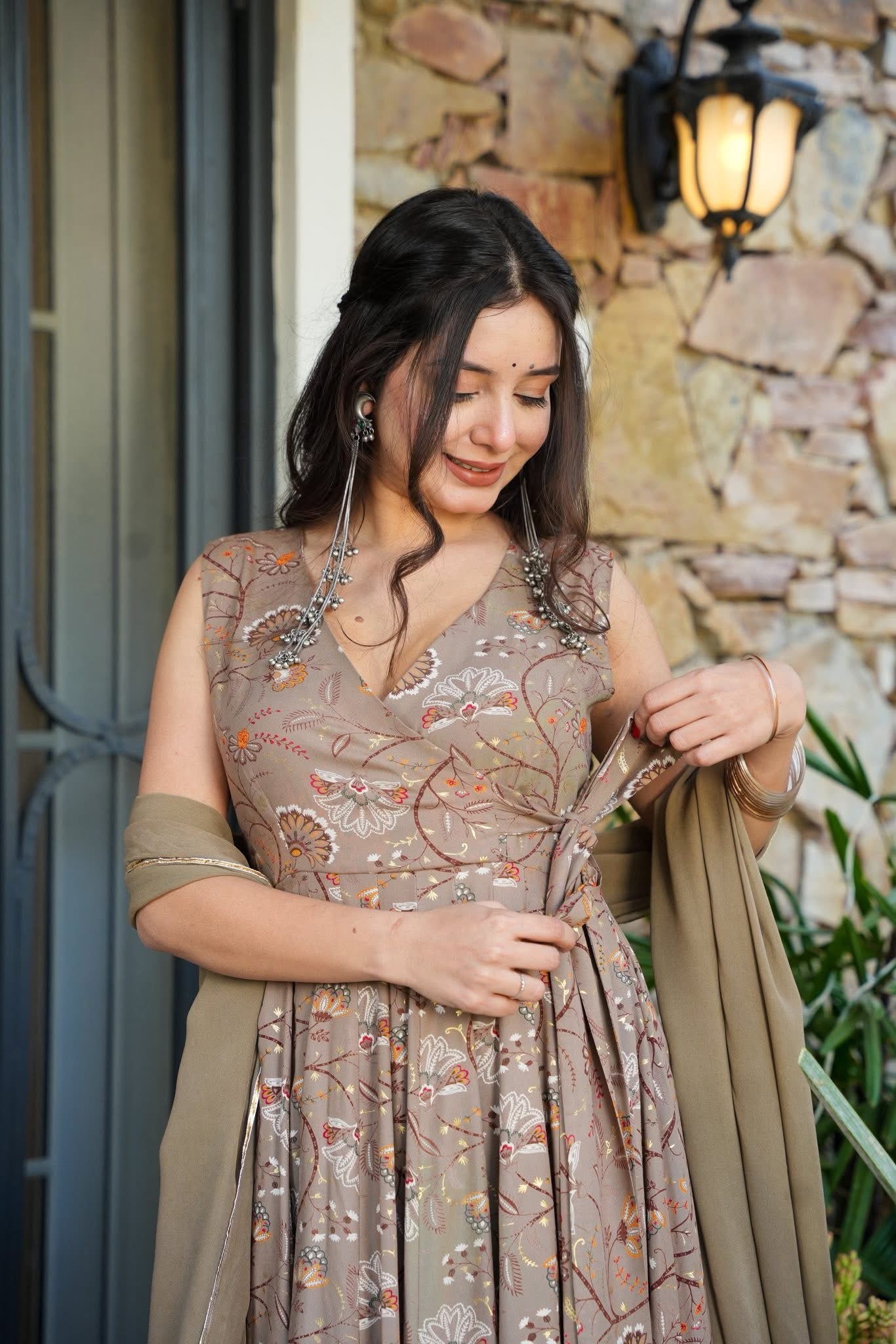 Dune Elegance Printed Rayon Suit Set