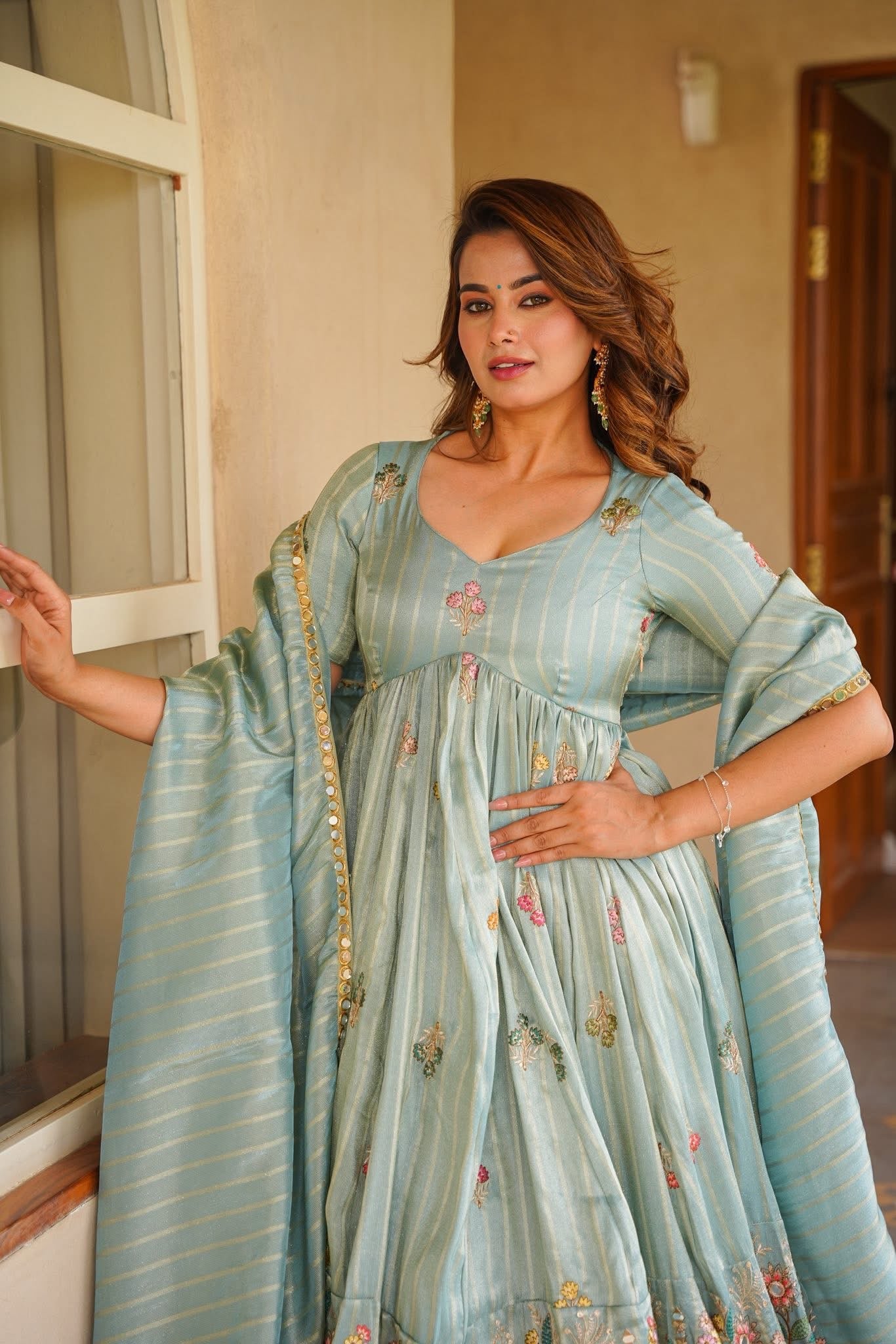 Avyaana Embroidered Anarkali Suit Set