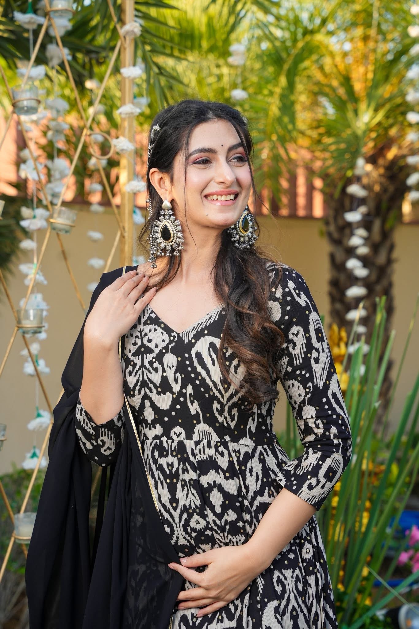 Shyamika Black Chinon Maxi Set