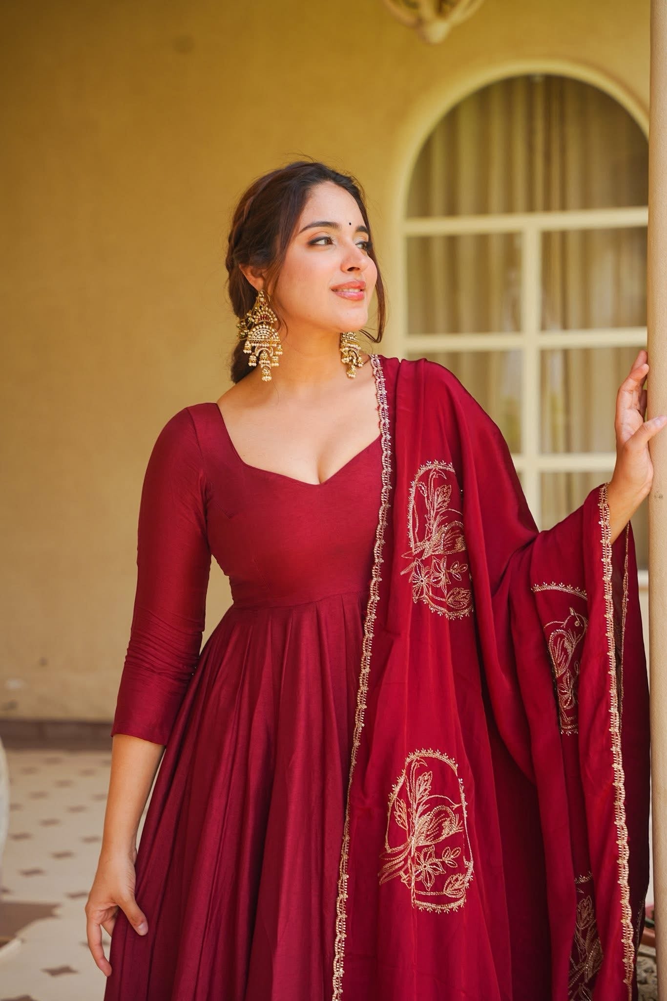 Kairaanshi Maroon Anarkali Suit Set