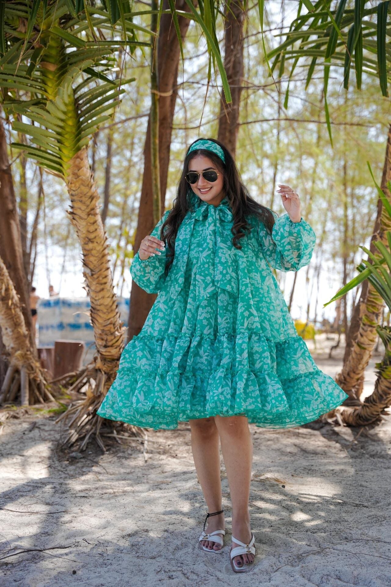 organza dress online PRINTED ORGANZA LAYERED HIGH LOW GOWN WITH EMBROIDERED BUTTERFLY, 8-9Y