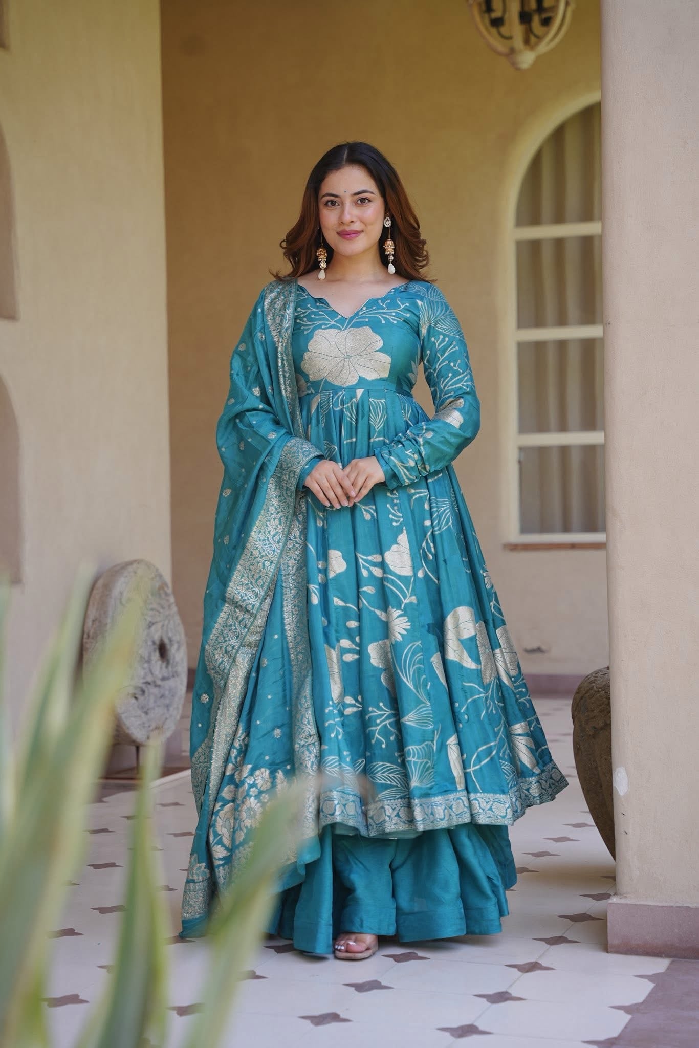 Buy Silk Sitaara Anarkali Suit Set Online in India