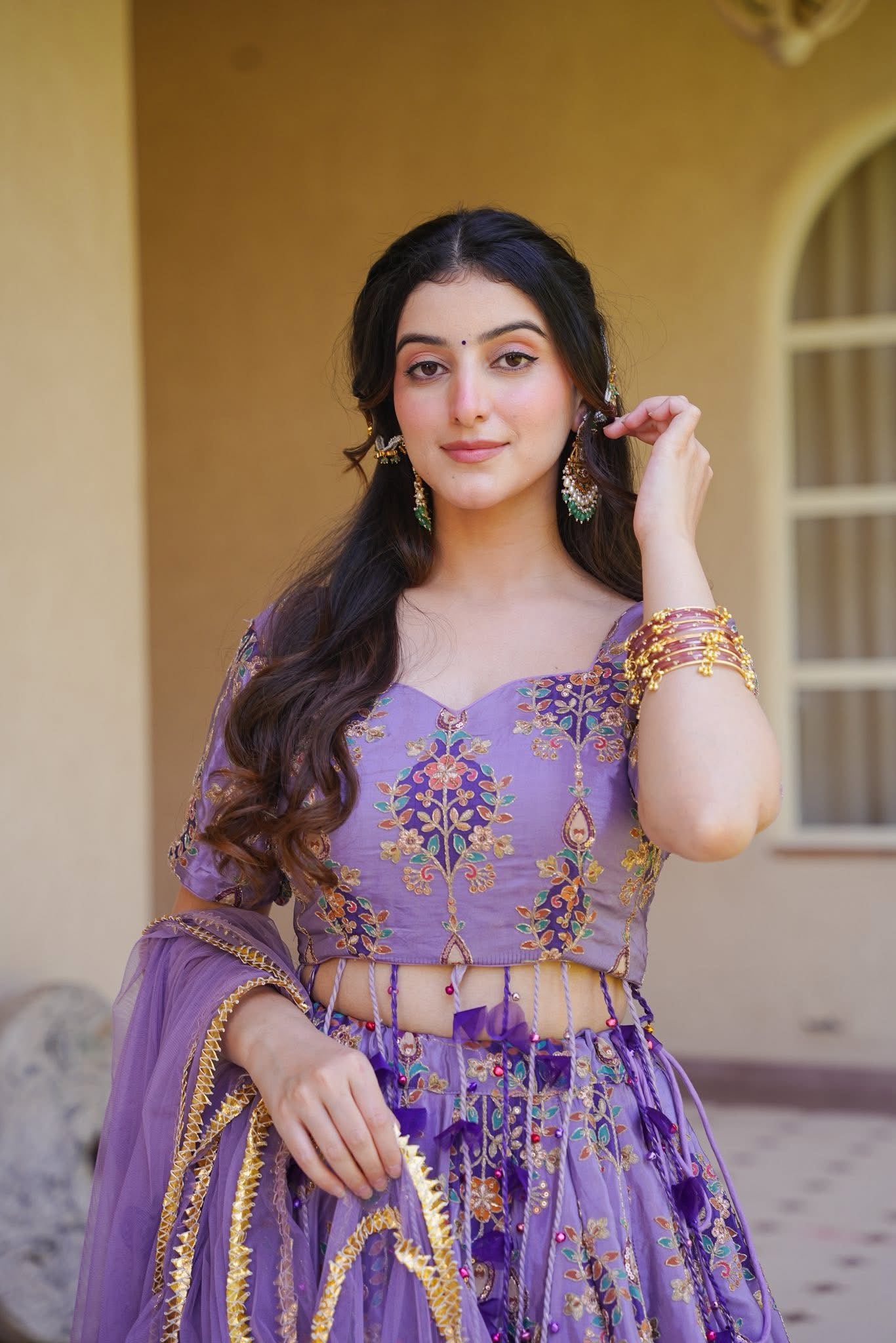 Purple Shimmer Heavy Lehenga Set