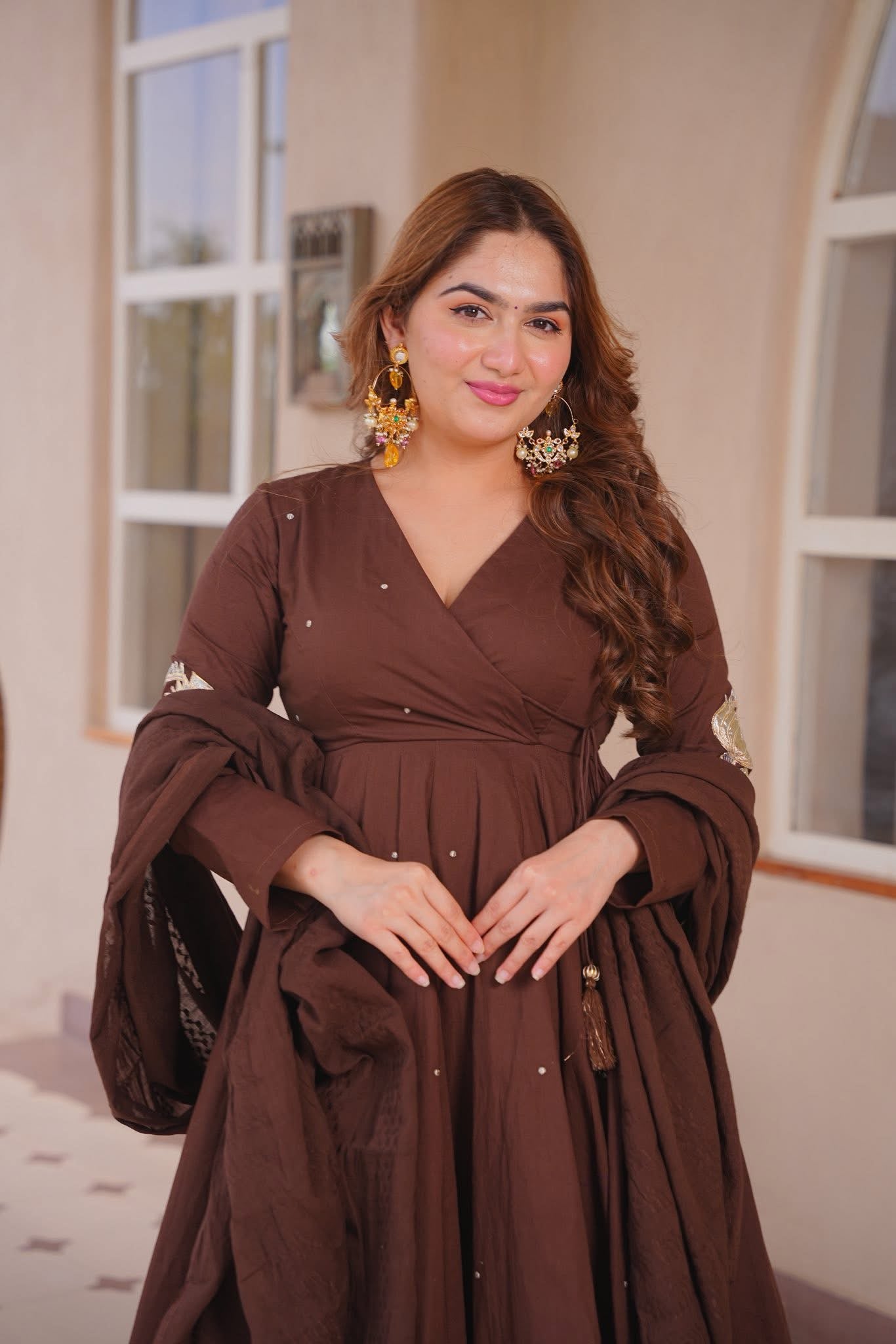 Ayra Brown Anarkali Suit Set