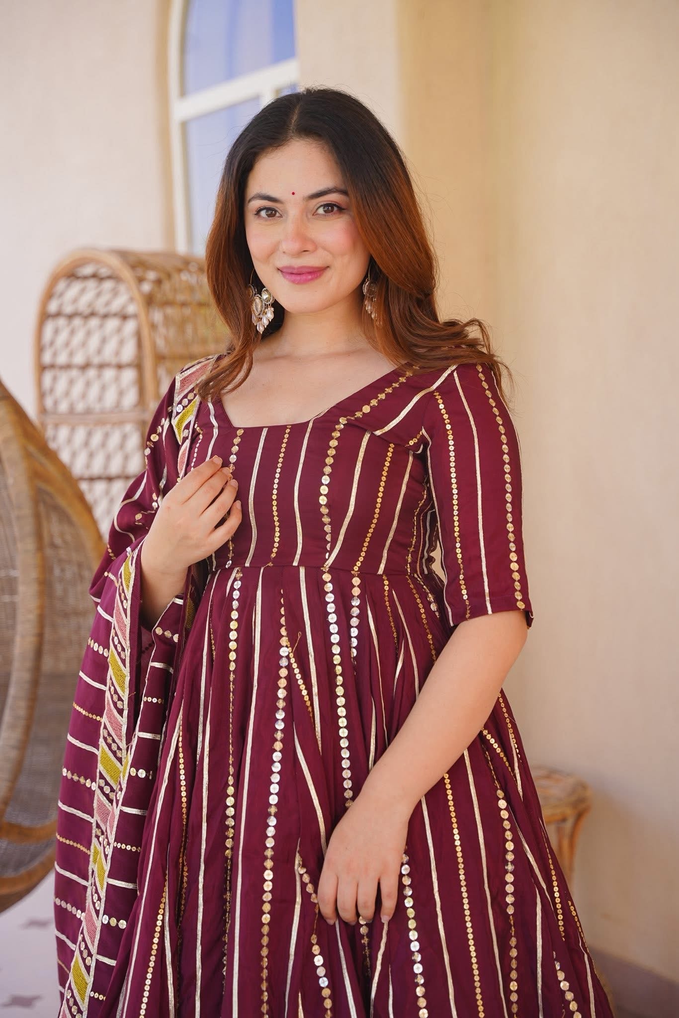 Rhyvika Maroon Heavy Anarkali Suit Set