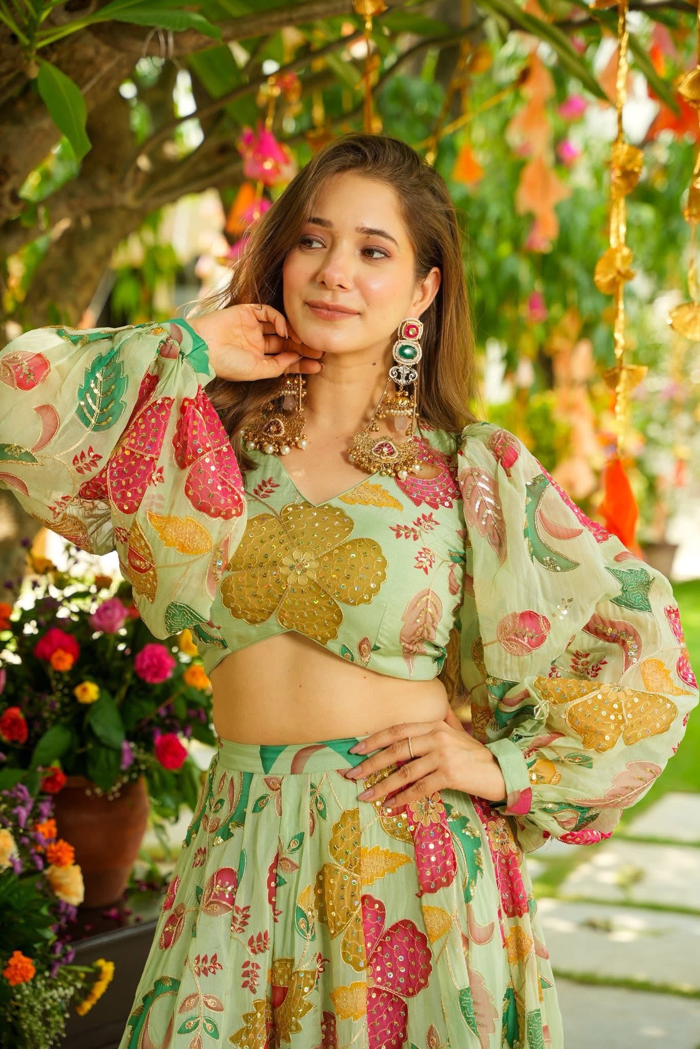 Elowen Organza Crop Top Palazzo Set