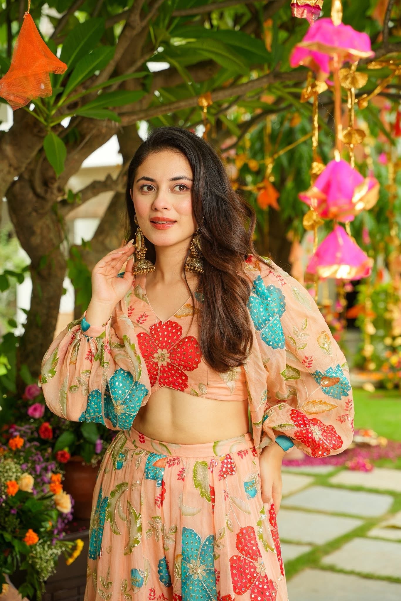 Liora Floral Organza Palazzo Set