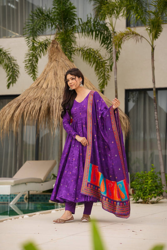 Mridya Silk Anarkali Suit Set with Dupatta