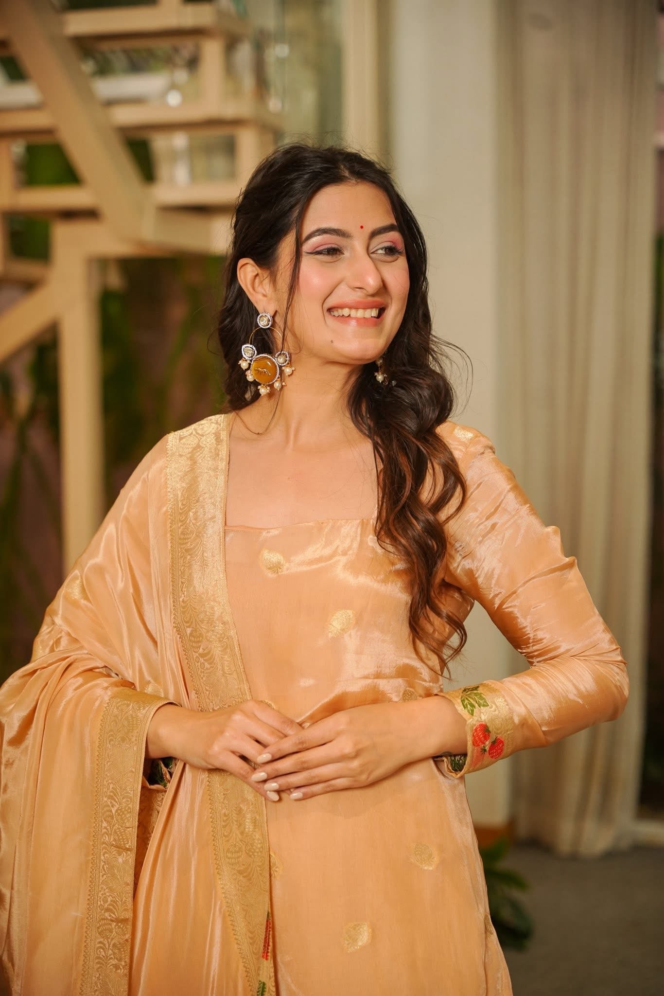 Jaladhi Lotus Printed Silk Kurta Set