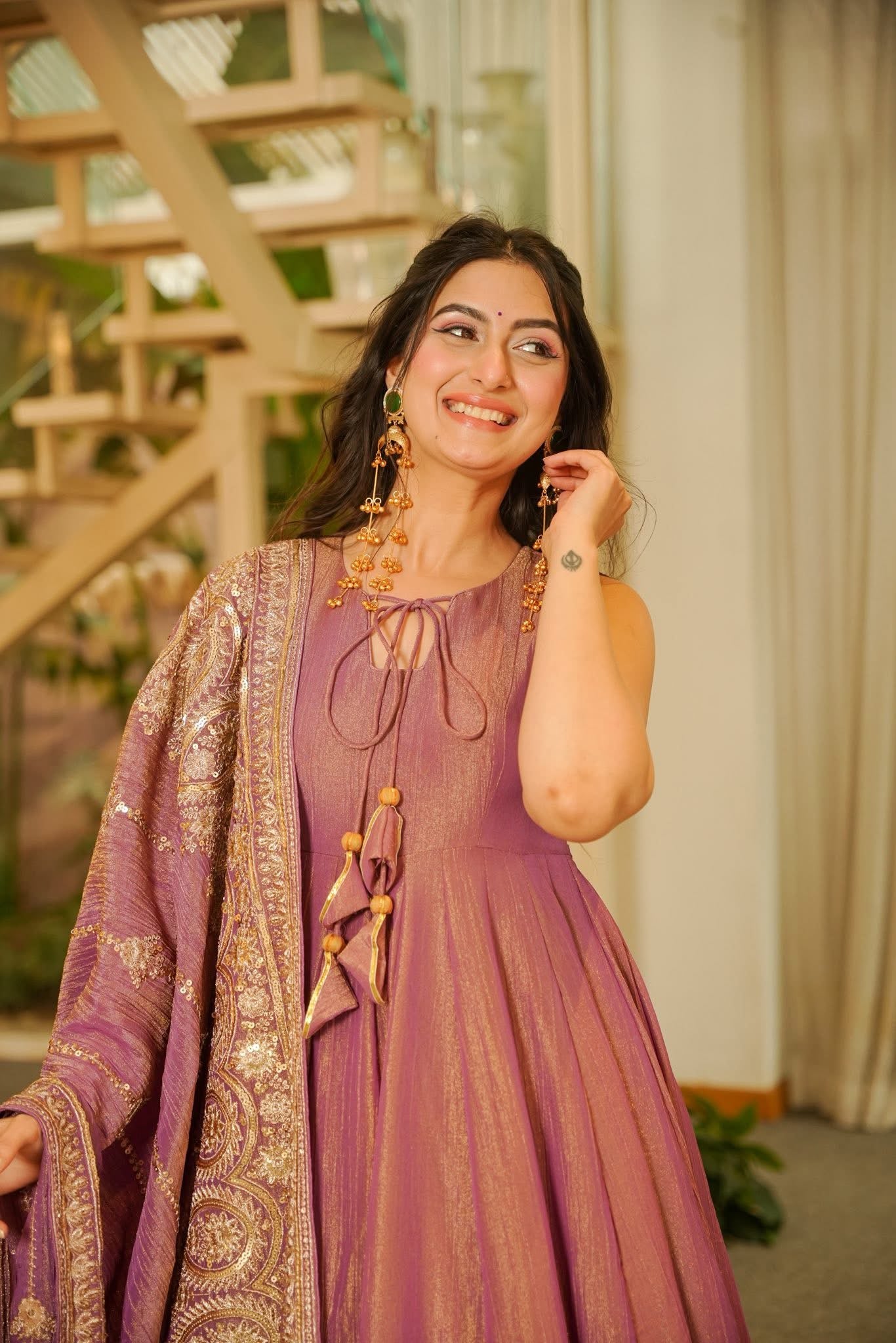 Shrilakshya Purple Crushed Cosmos Suit Set