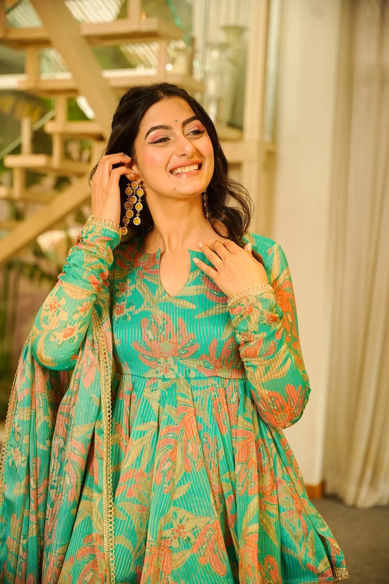 Mrigaya Green Cosmos Sharara Set