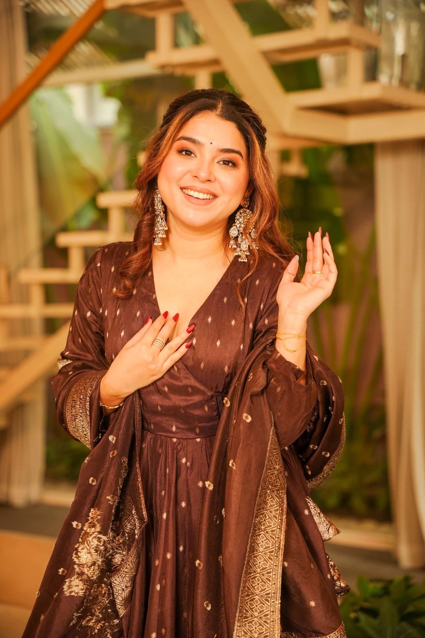 Ritvi Silk Angrakha Anarkali Suit Set