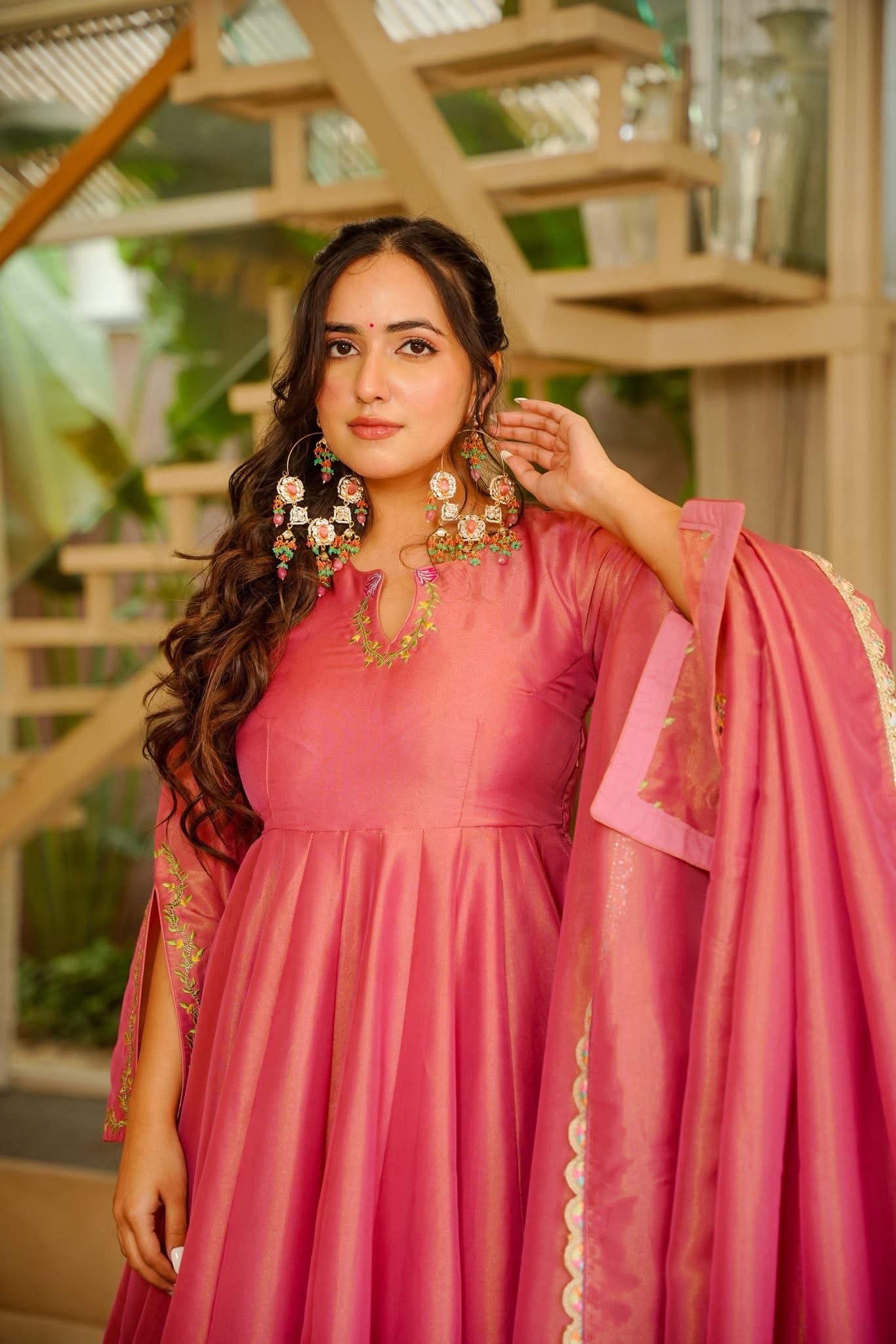 Aazmi Pink Cosmos Anarkali Suit Set