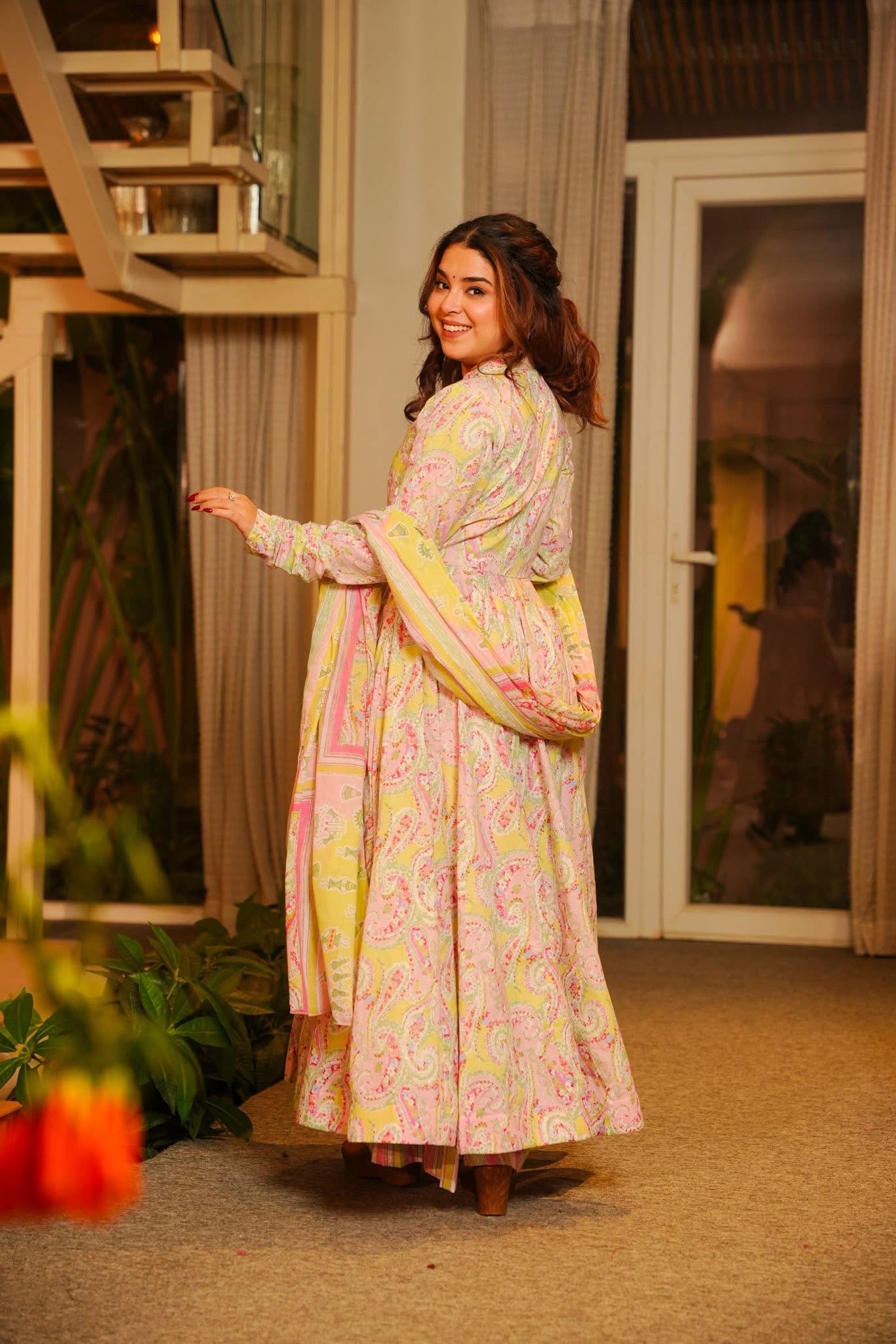 Lenore Pastel Cotton Anarkali Suit Set