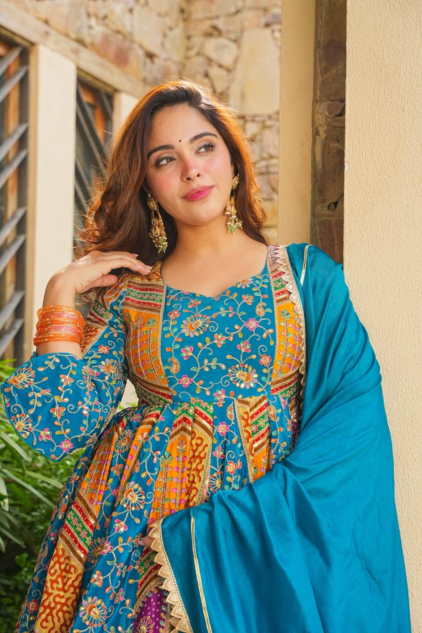 Daaira Blue Heavy Anarkali Suit Set