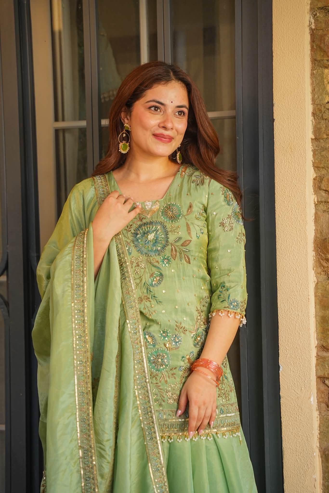 Fariha Green Heavy Embroidered Kurta Set
