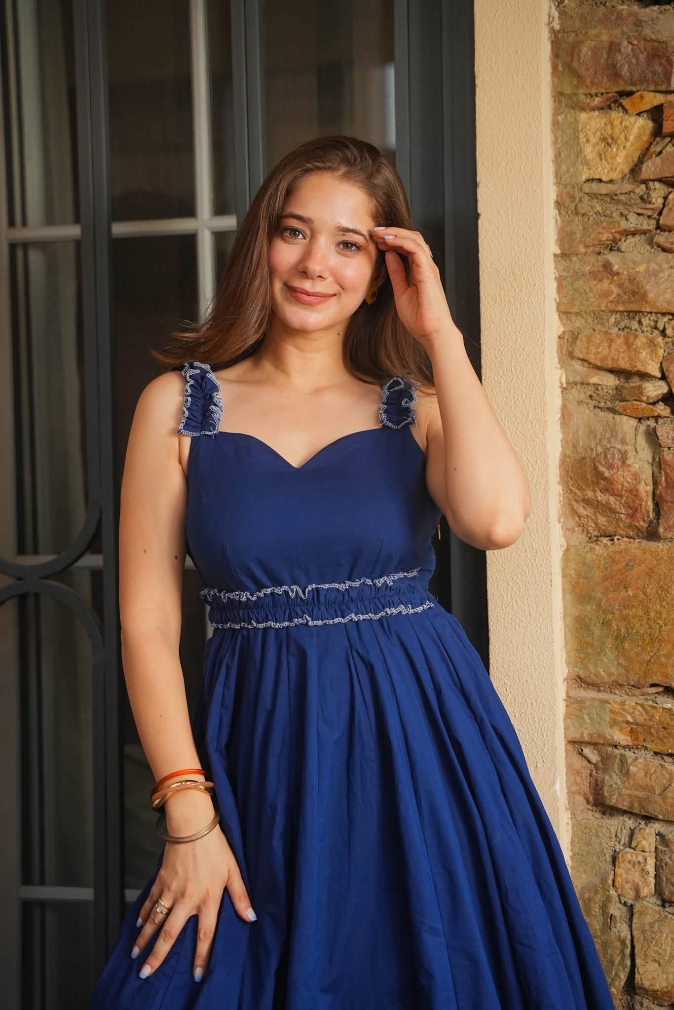 Ocean Veil Blue Cotton Dress