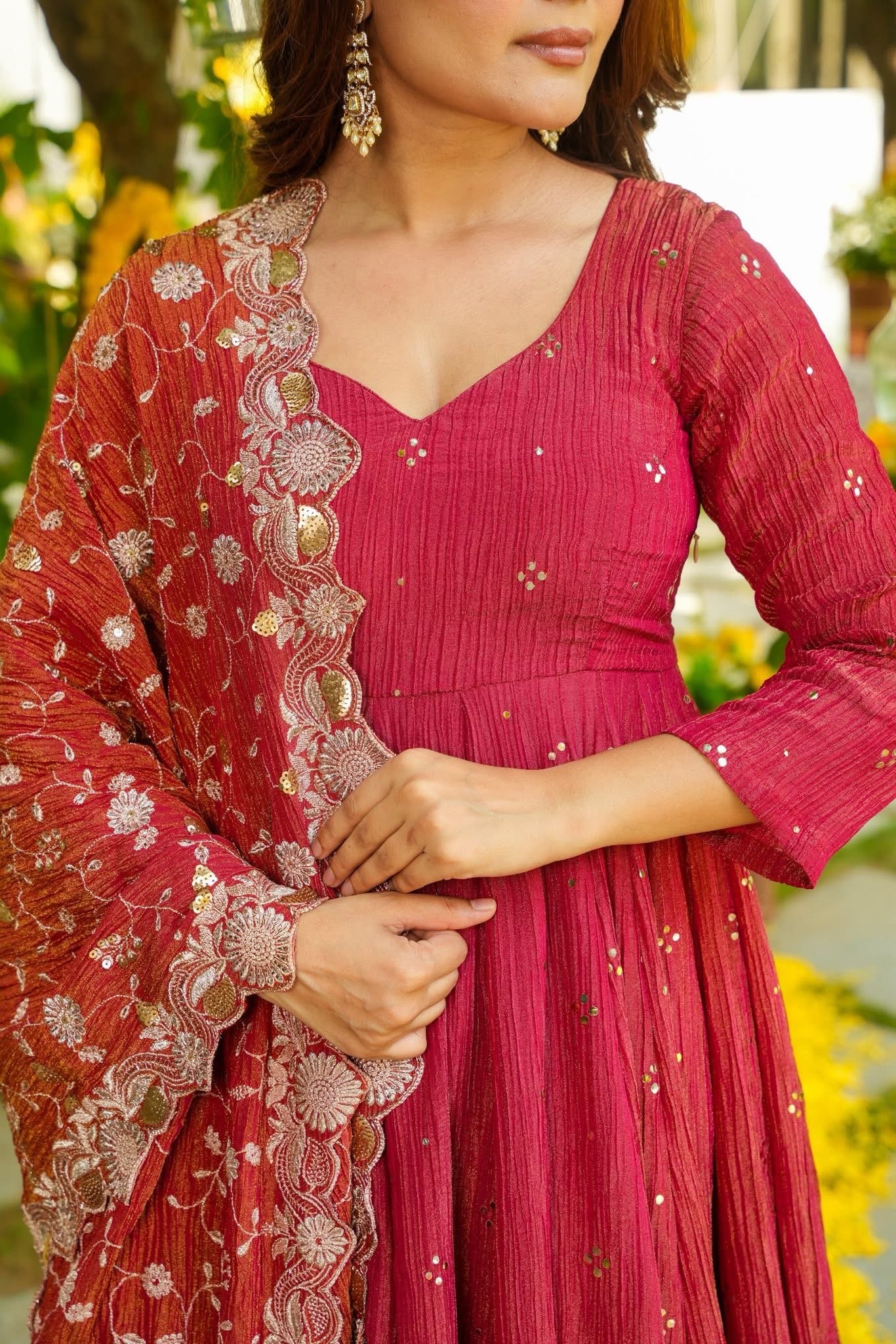 Himavya Rust Festive Anarkali Suit Set