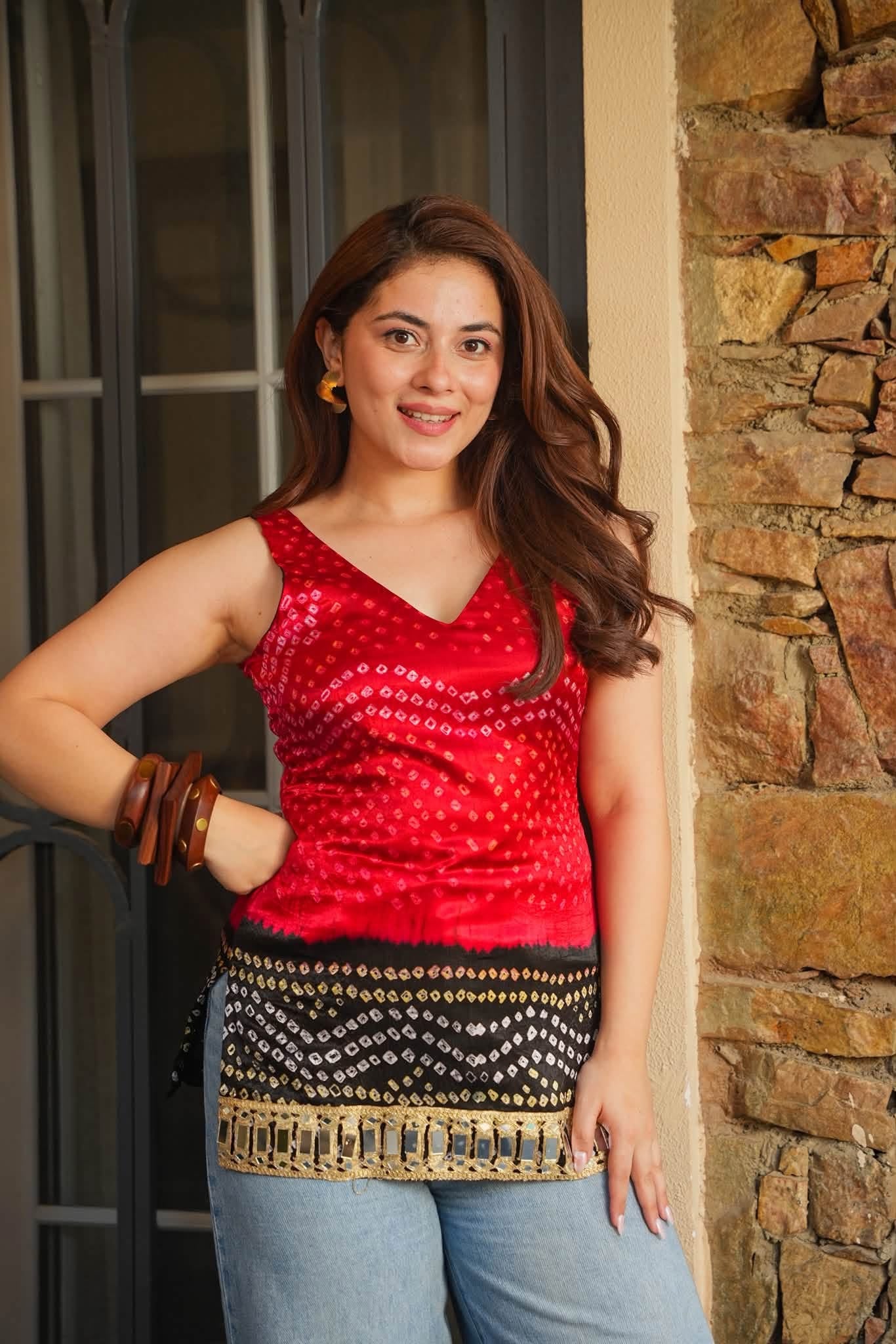 Rasa Glow Sleeveless Crepe Silk Top