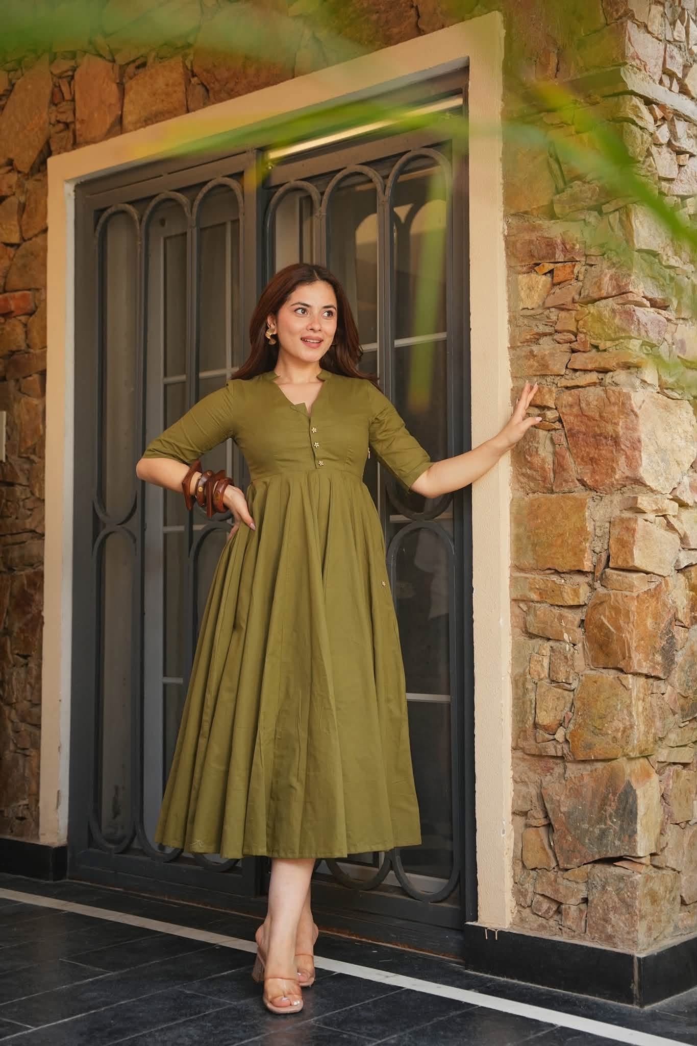 Buy Elyra Flarred Cotton Midi Dress Online in India