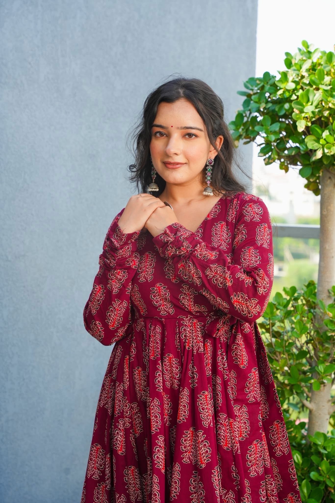 Gulrin Red Cotton Kurta Set