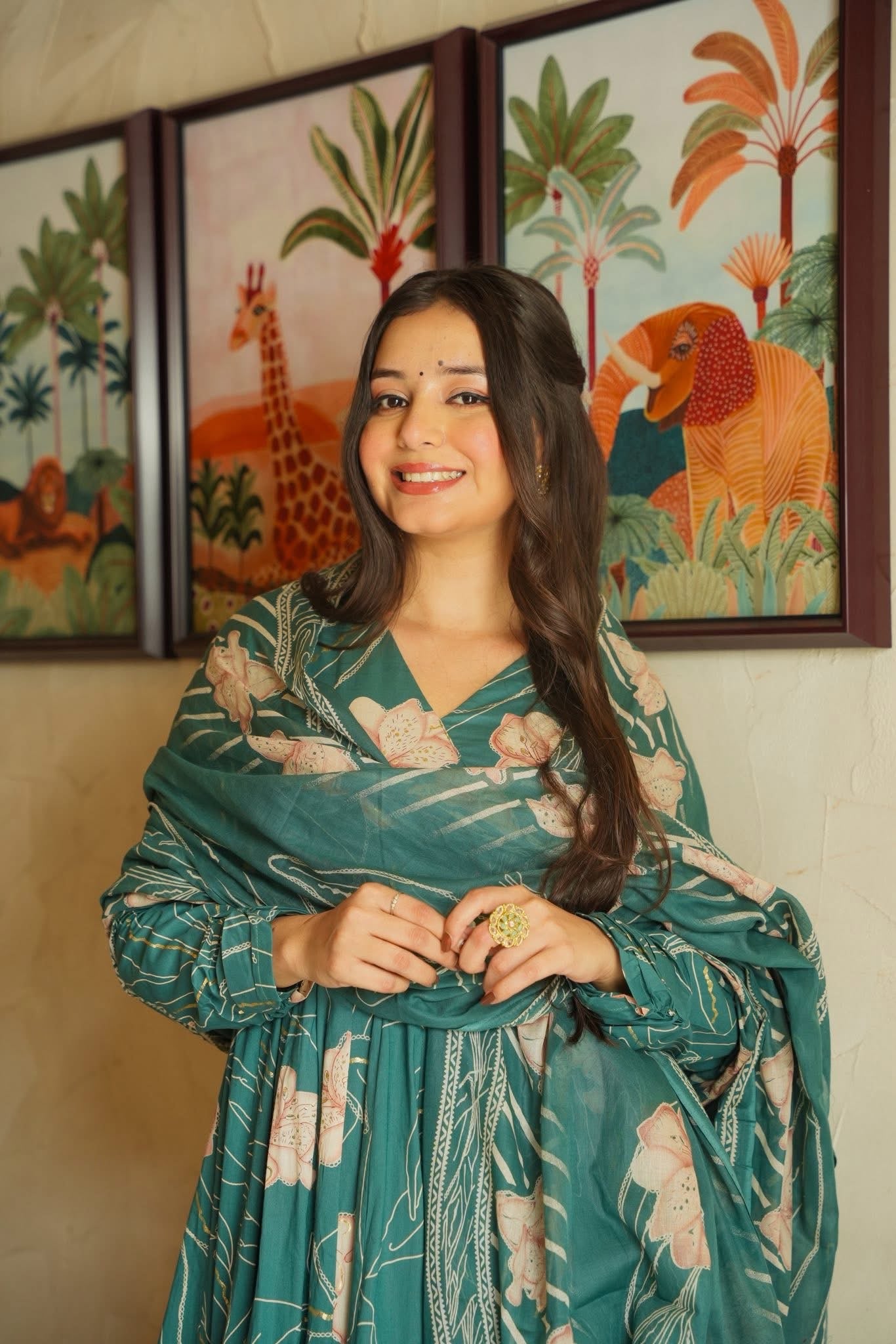 Milara Printed Cotton Anarkali Suit Set