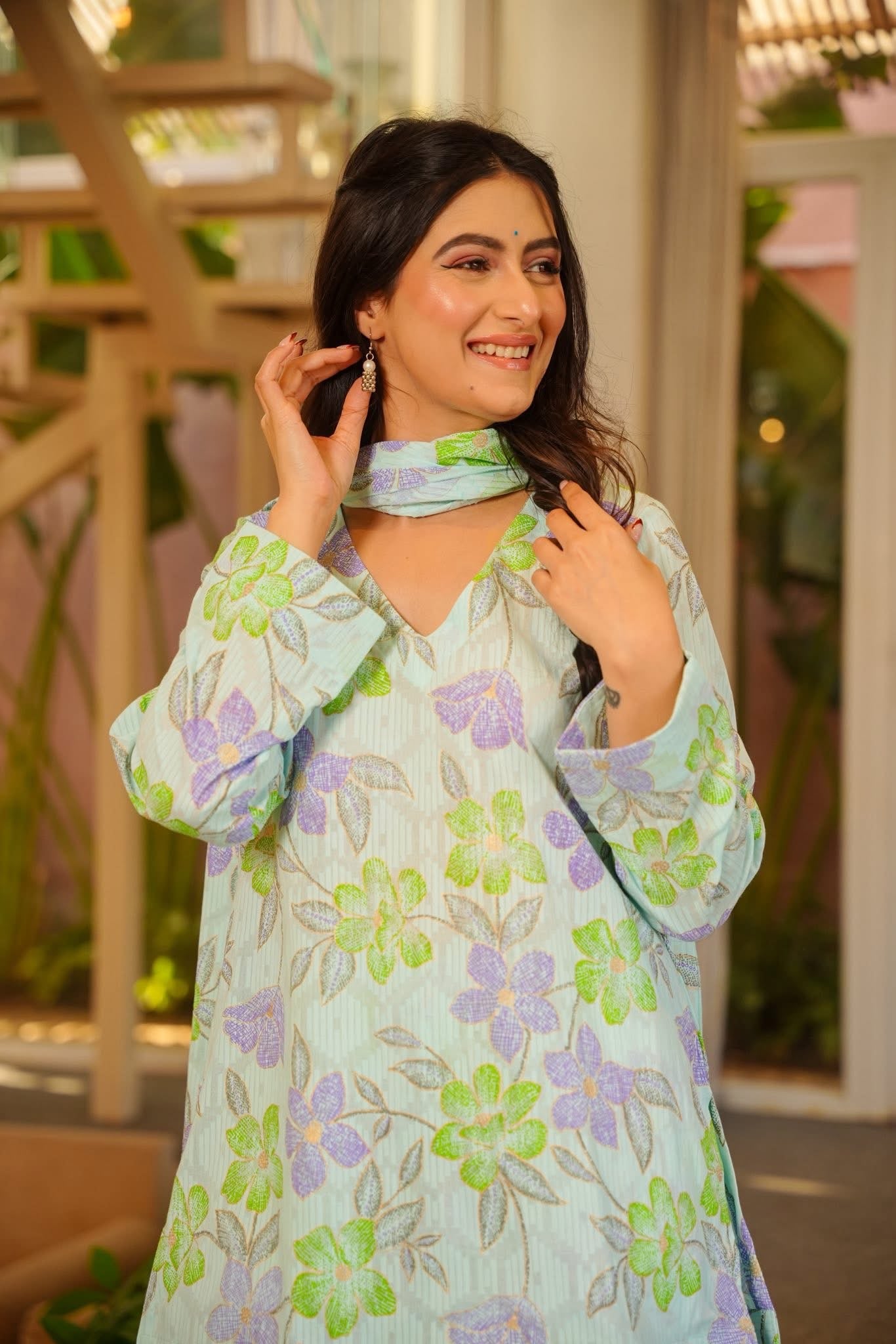 Mukti Blue Cotton Farsi Salwar Set