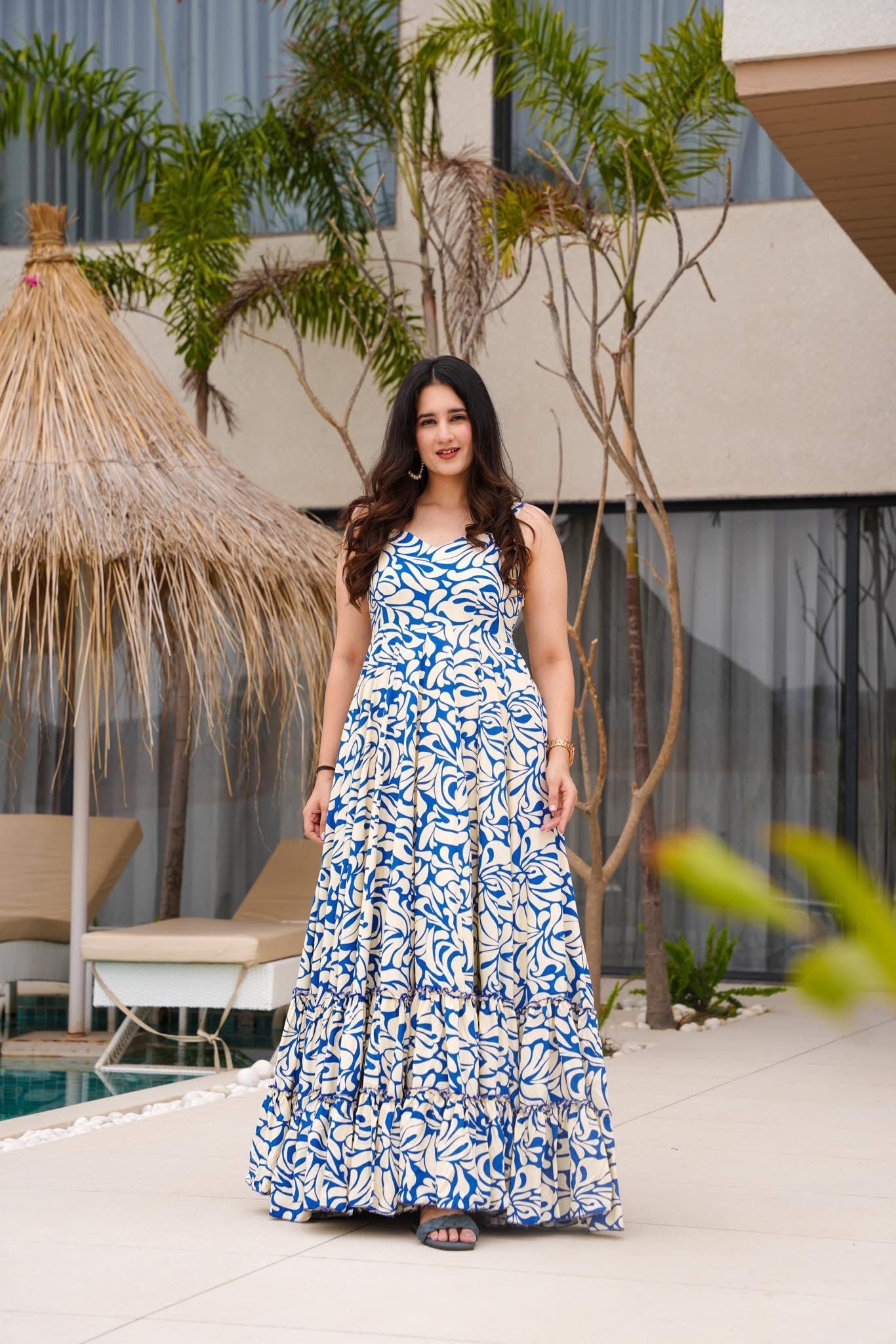 Buy Coastal Charm Blue Maxi Dress Online in India Idaho Clothing