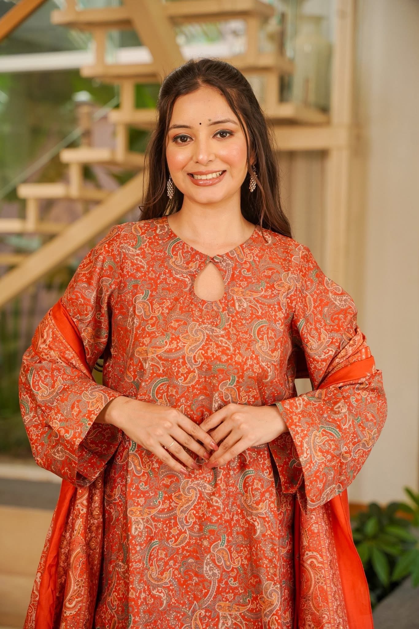 Parisa Rust Muslin Farshi Salwar Set