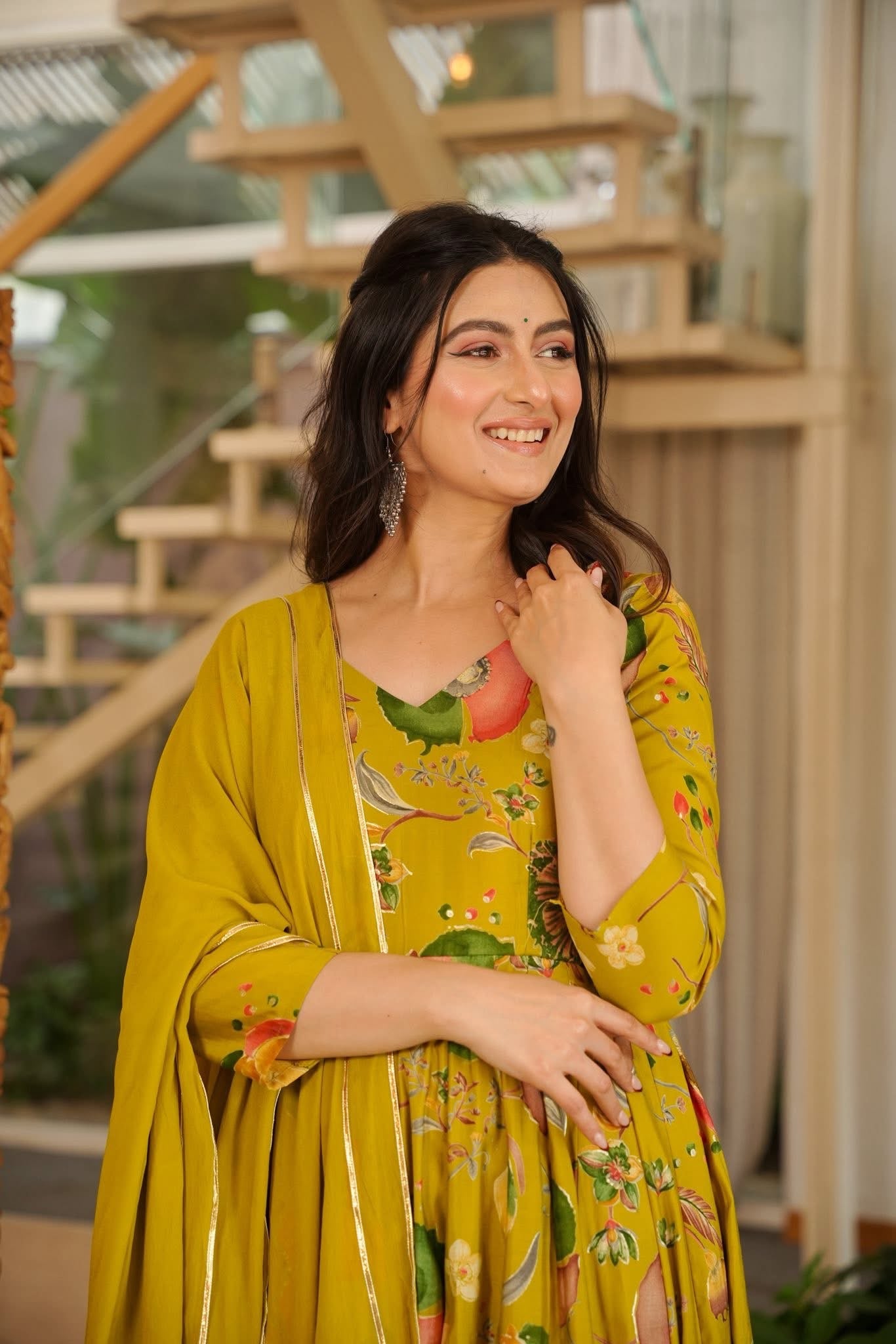 Antique Mustard Floral Maxi Set