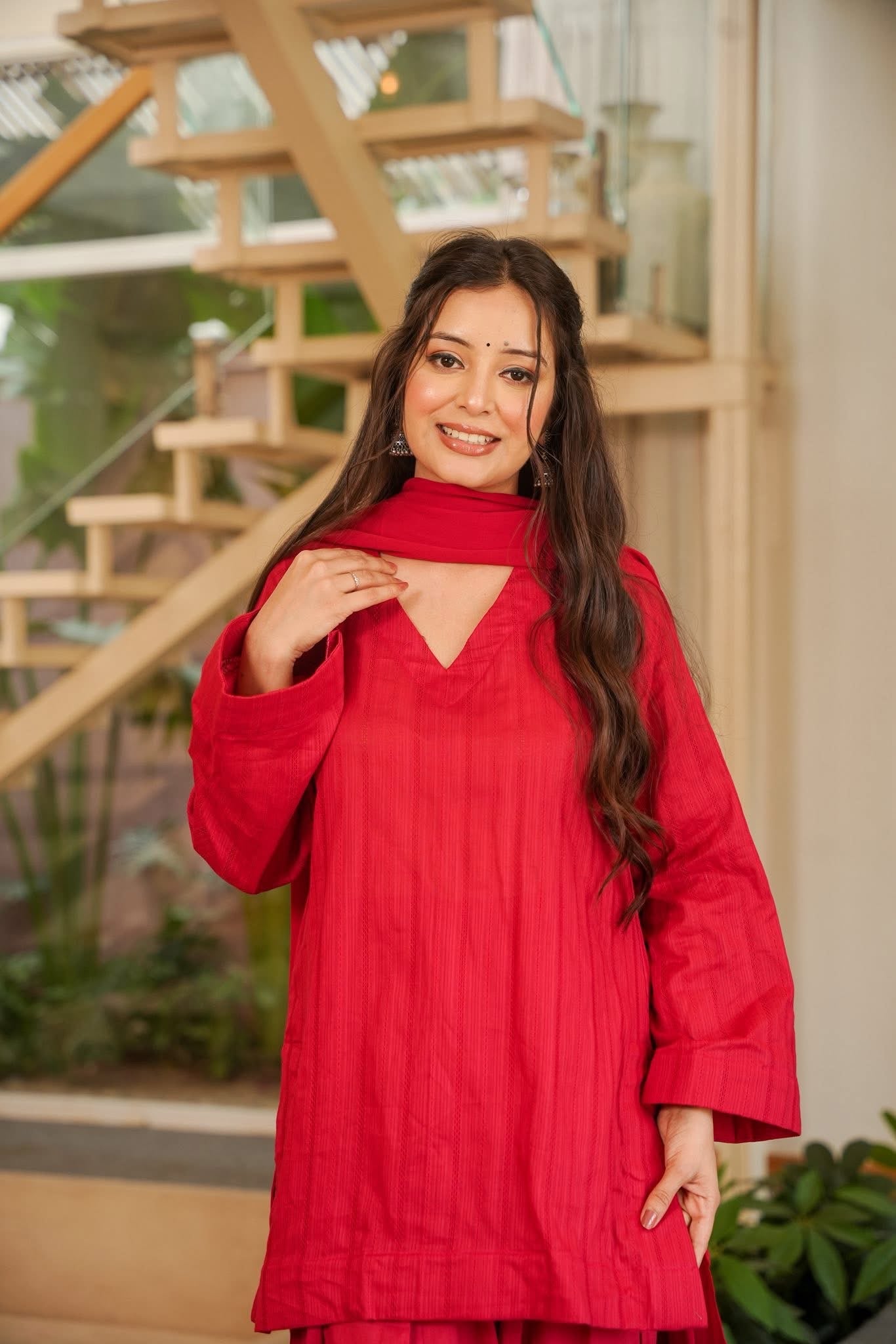 Sehrish Red Cotton Farshi Salwar Set