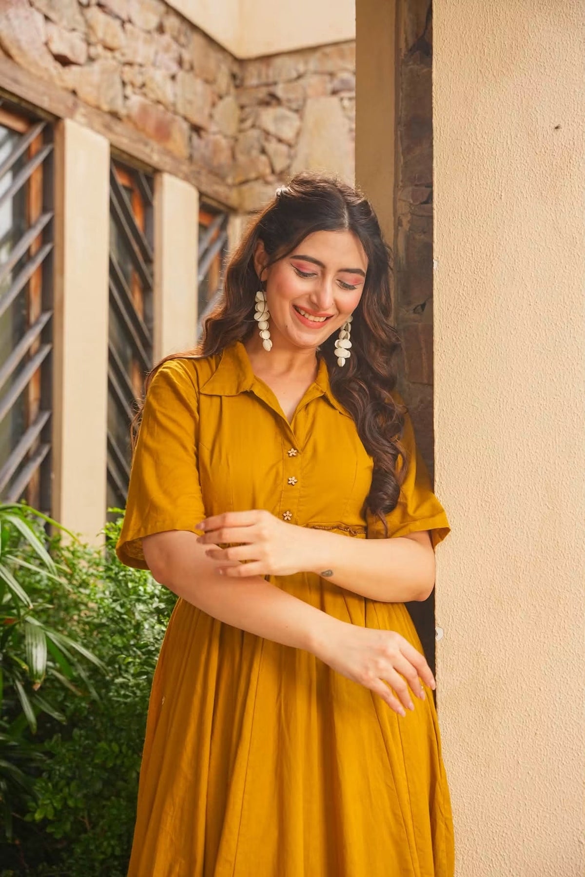 Rivelle Musturd Cotton Dress