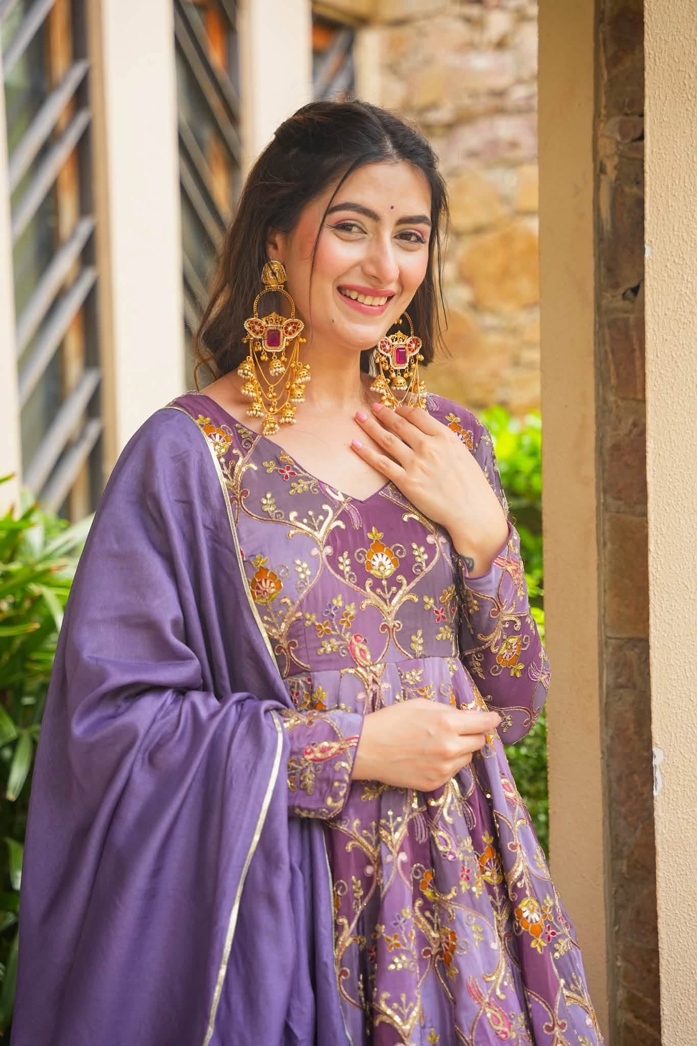 Rivaara Purple Heavy Anarkali Suit Set