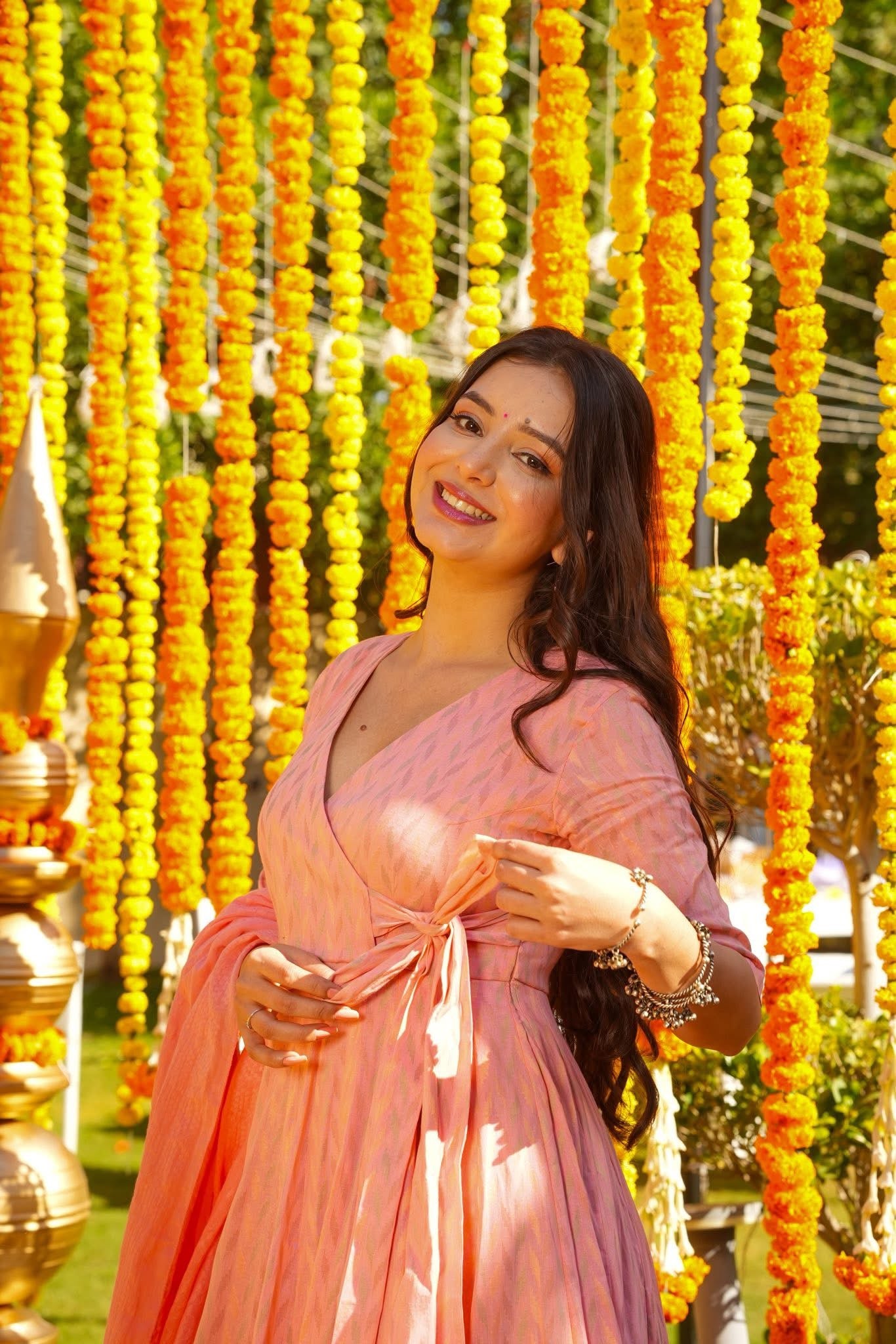 Pinkish Printed Cotton Maxi Set