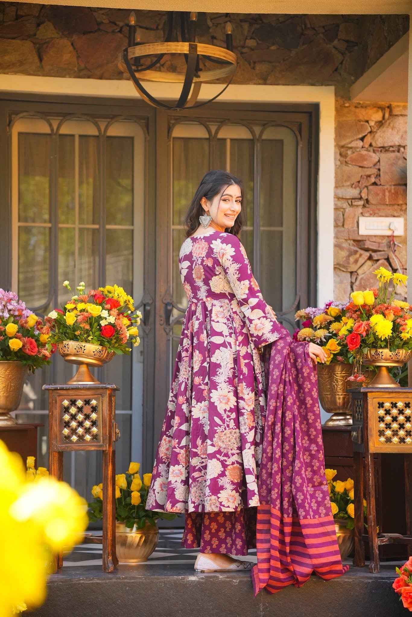 Aysel Cotton Anarkali Suit Set