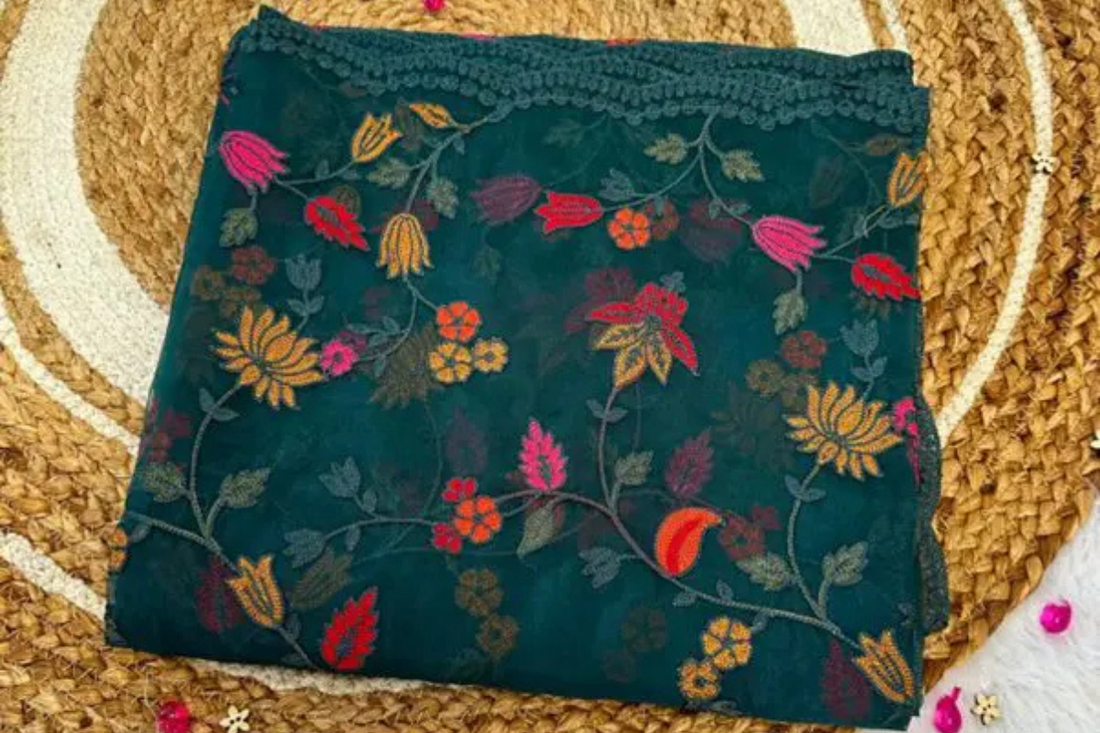 Wrap Yourself in Elegance: Handcrafted Organza Dupatta & Ethnic Ensembles