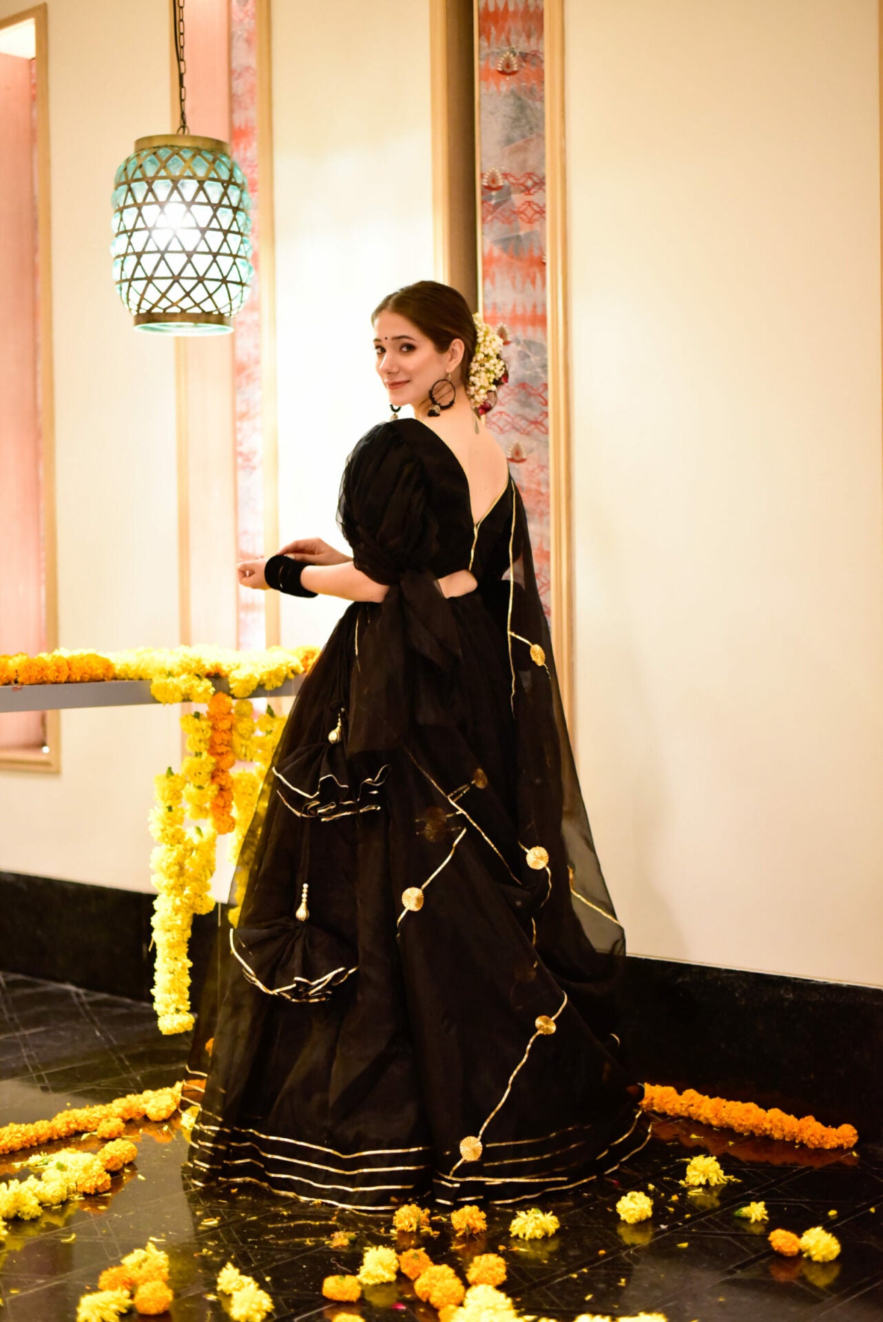 siddhi black organza lehenga choli set