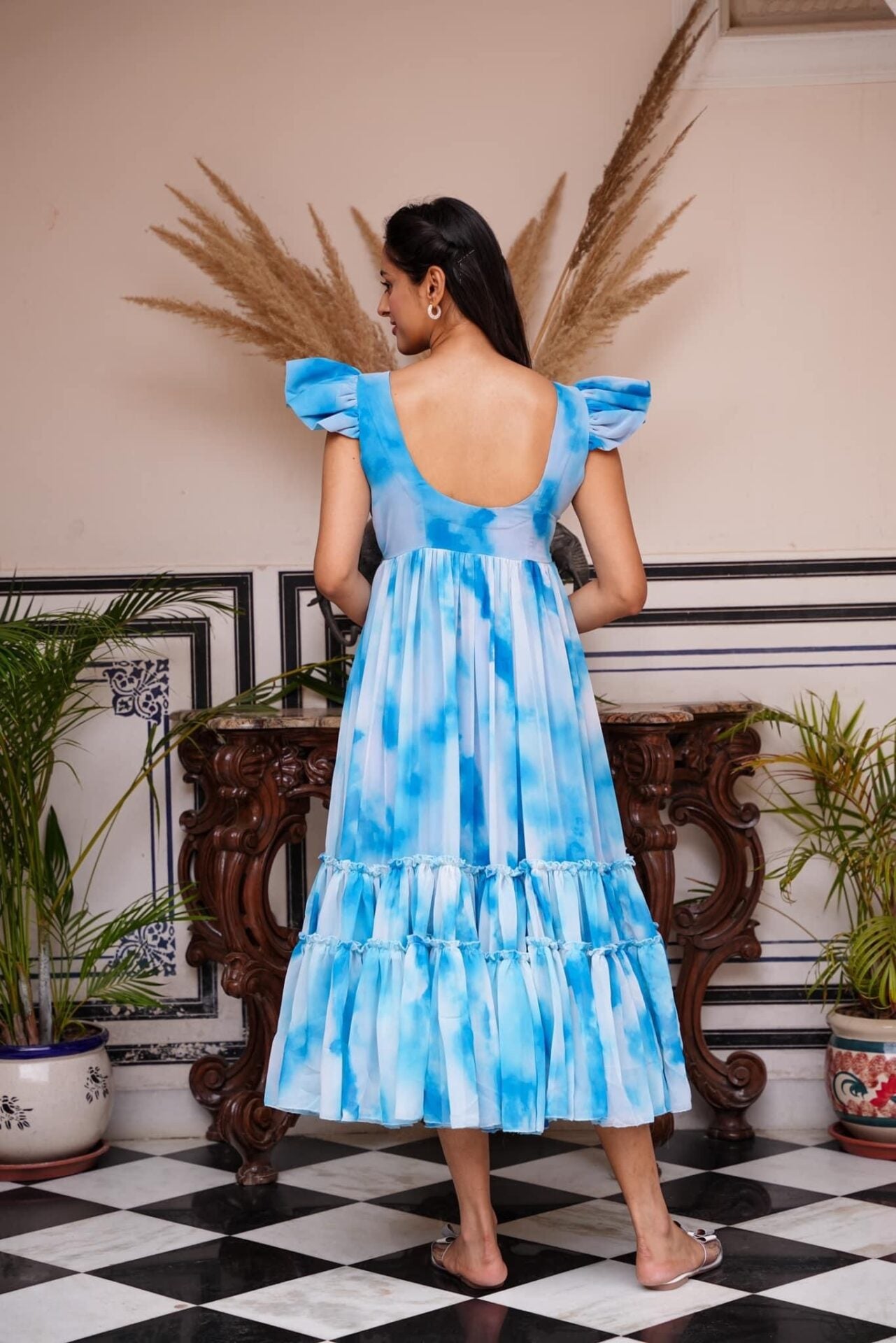 BLUE JEEVA GEORGETTE DRESS