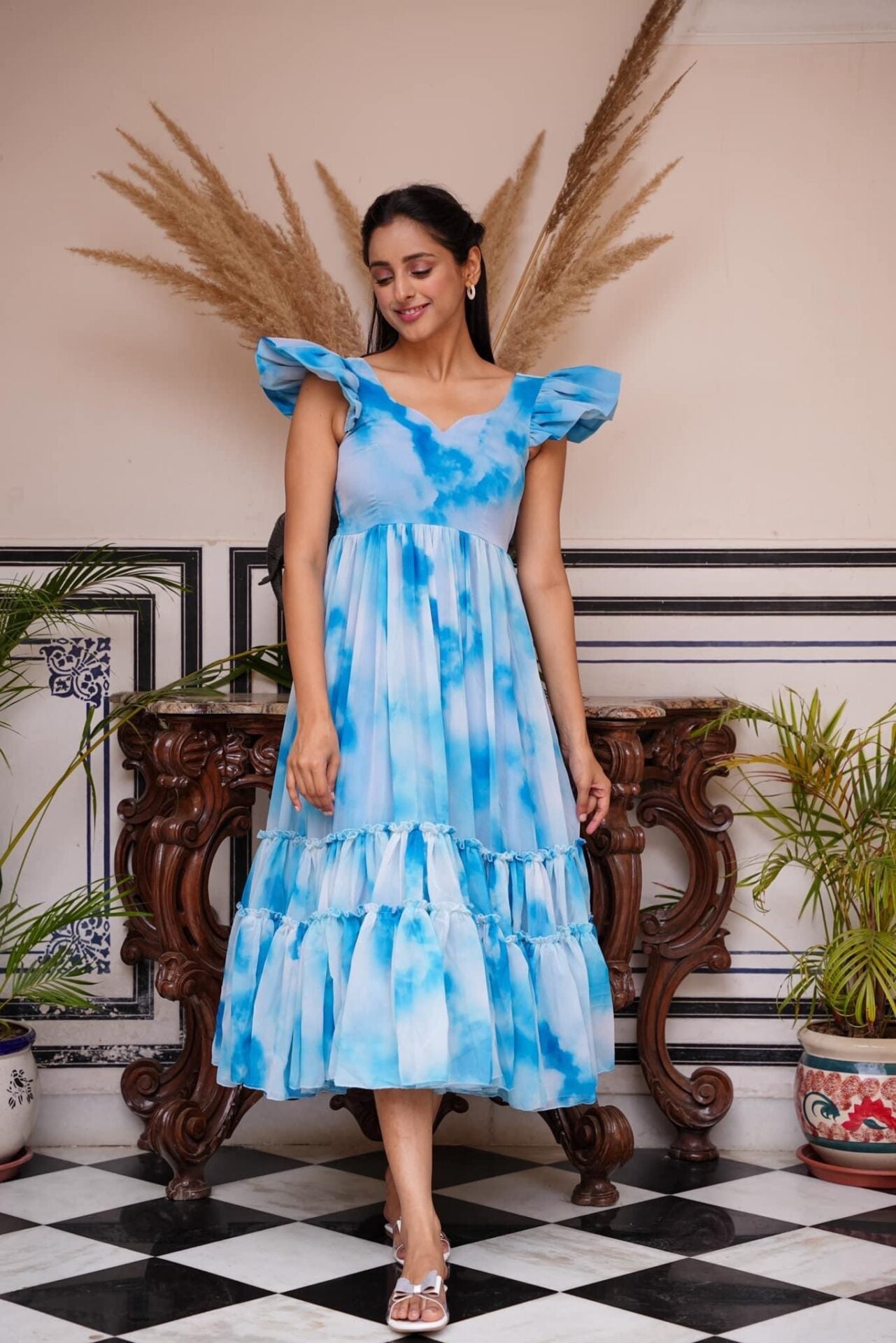 BLUE JEEVA GEORGETTE DRESS