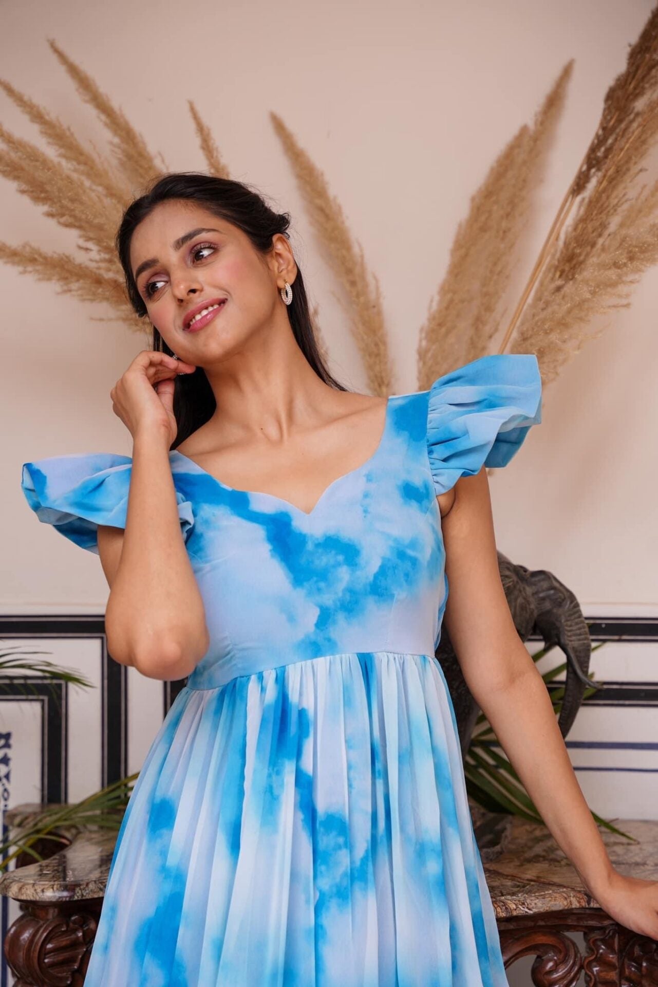 BLUE JEEVA GEORGETTE DRESS