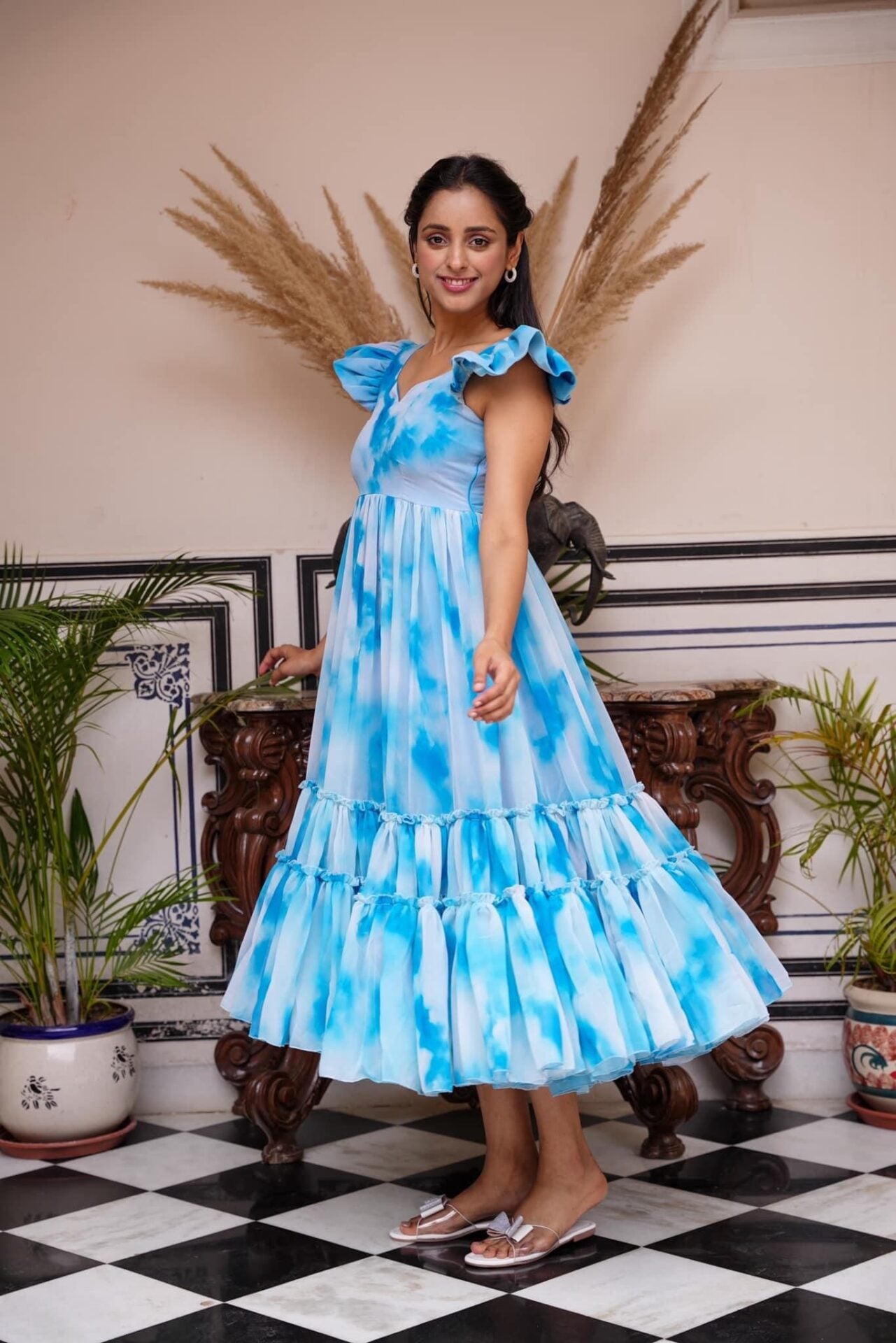 BLUE JEEVA GEORGETTE DRESS