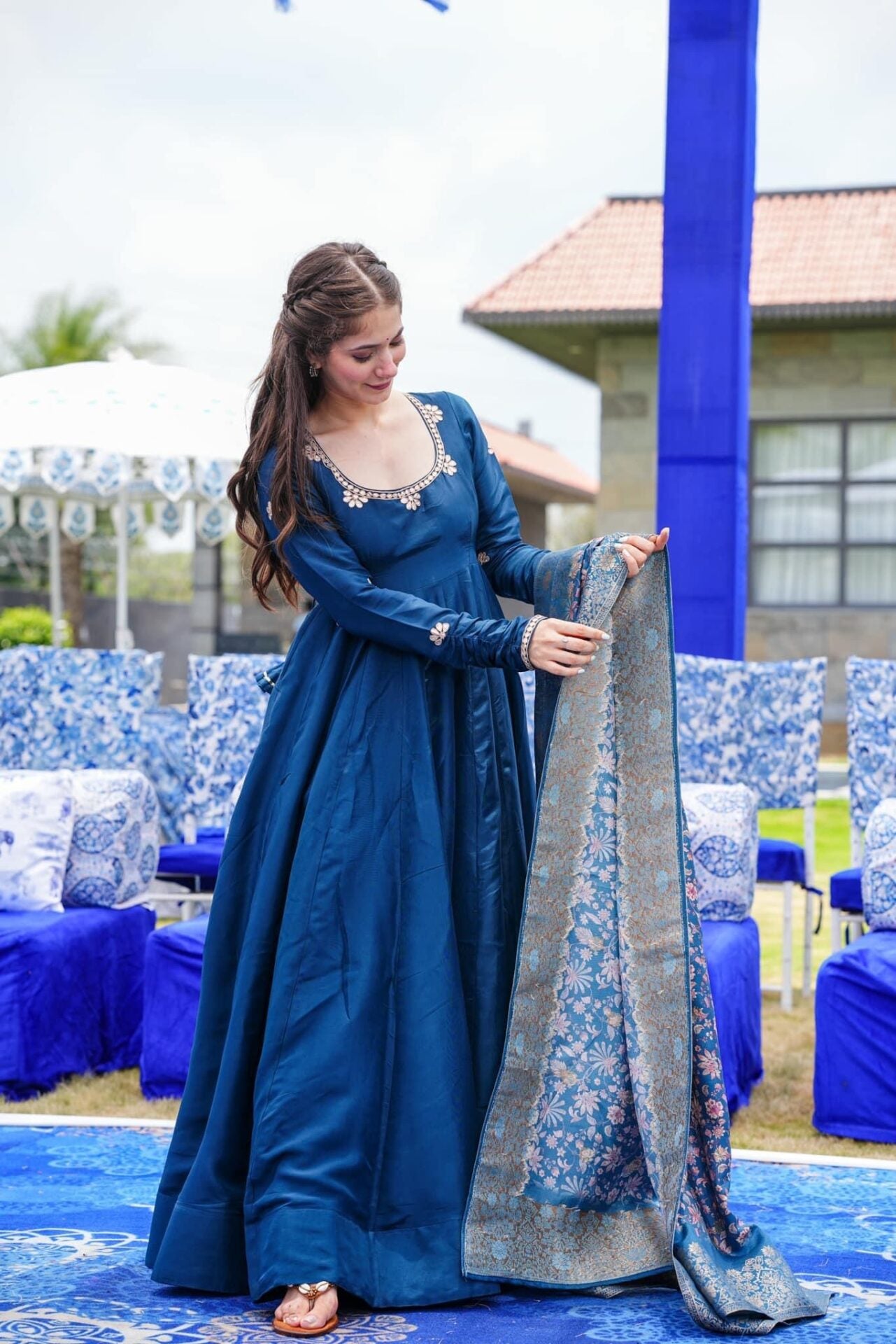 Mauve Blue Silk Set